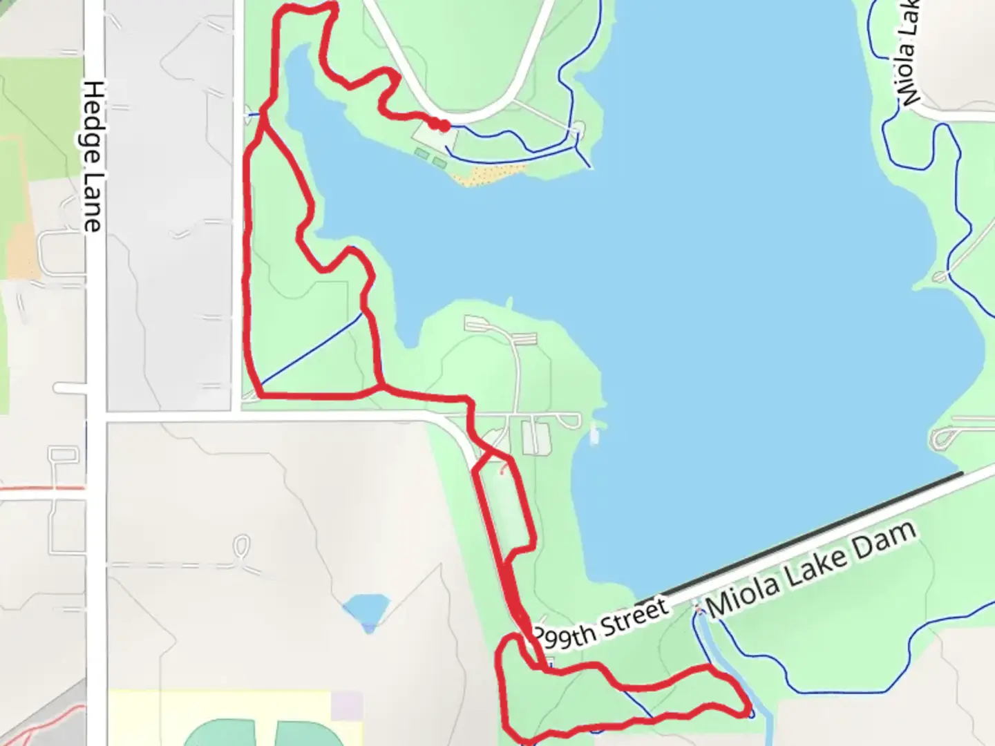 An image depicting the trail Miola Lake South and West Trail and its surrounding area.