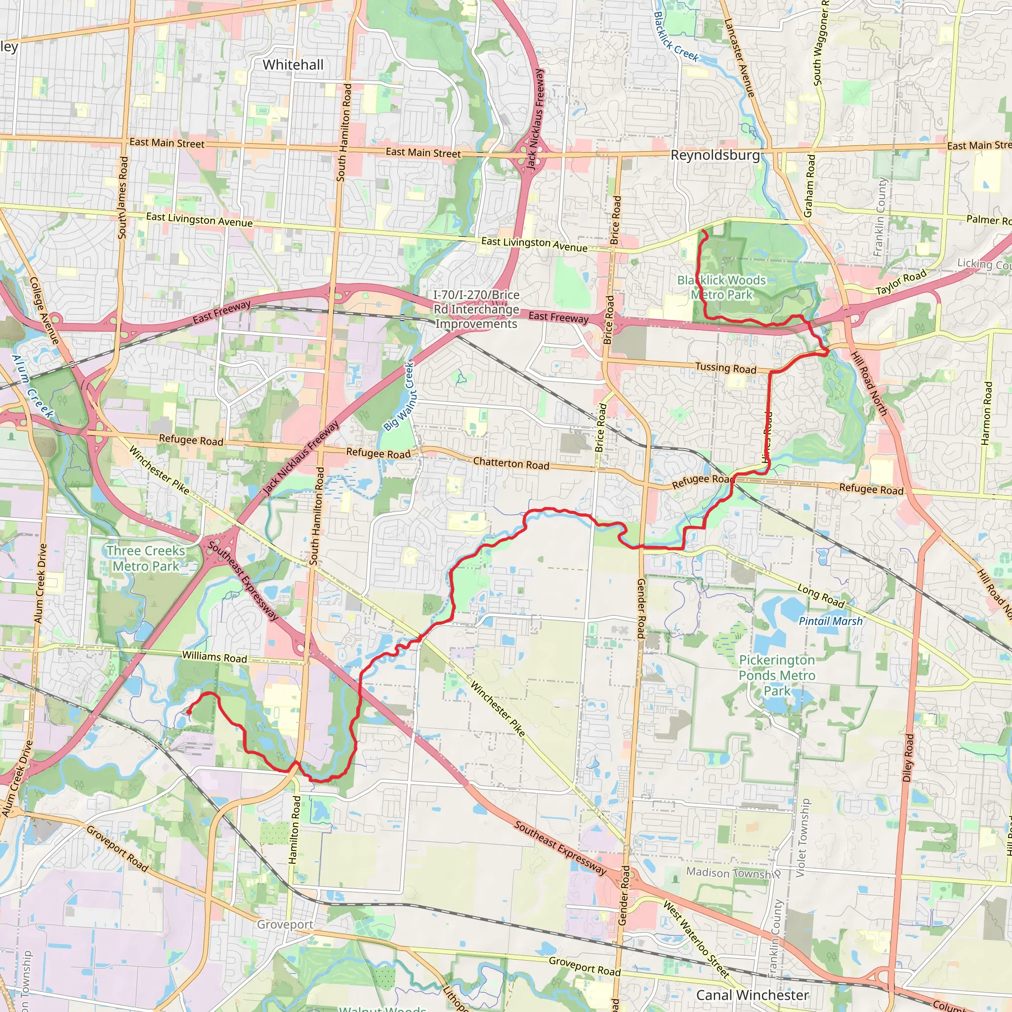 Blacklick Creek Trail mobile static map