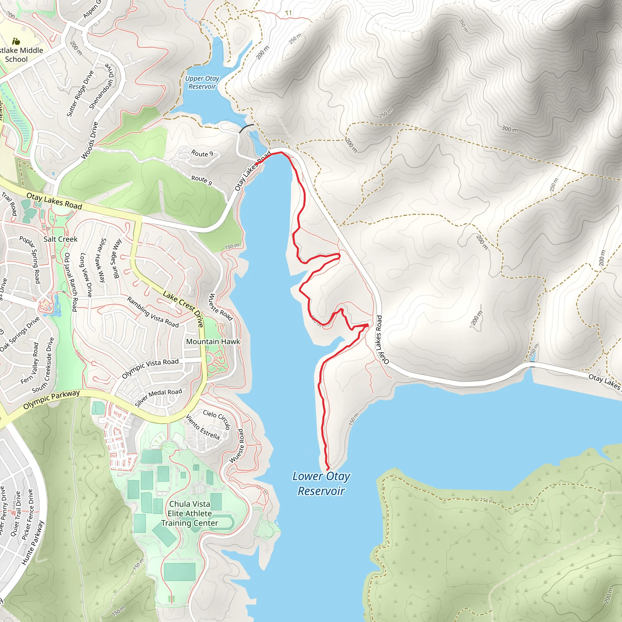 Lower Otay Reservoir North Shore Walk mobile static map