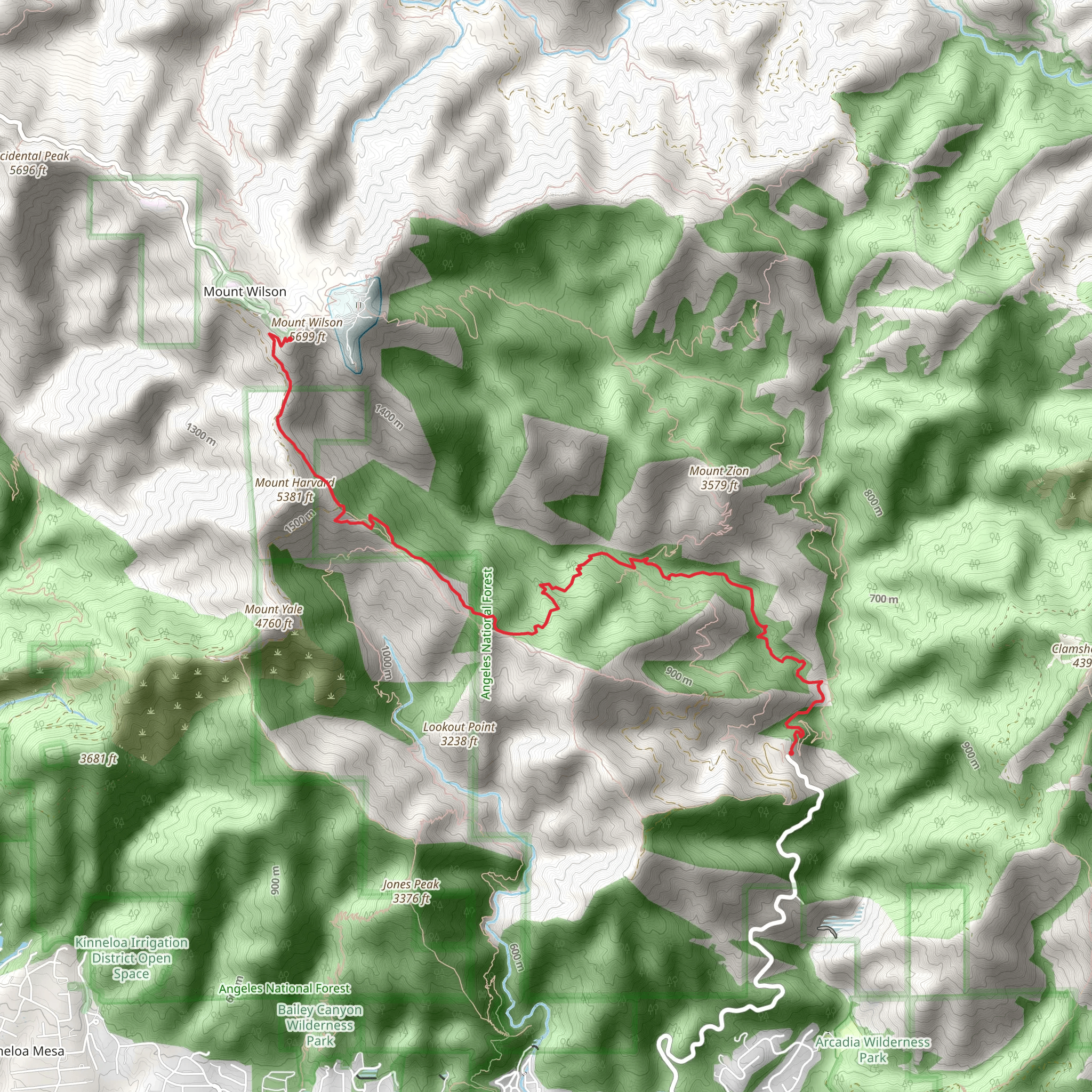 Mount Wilson and Winter Creek Trail mobile static map