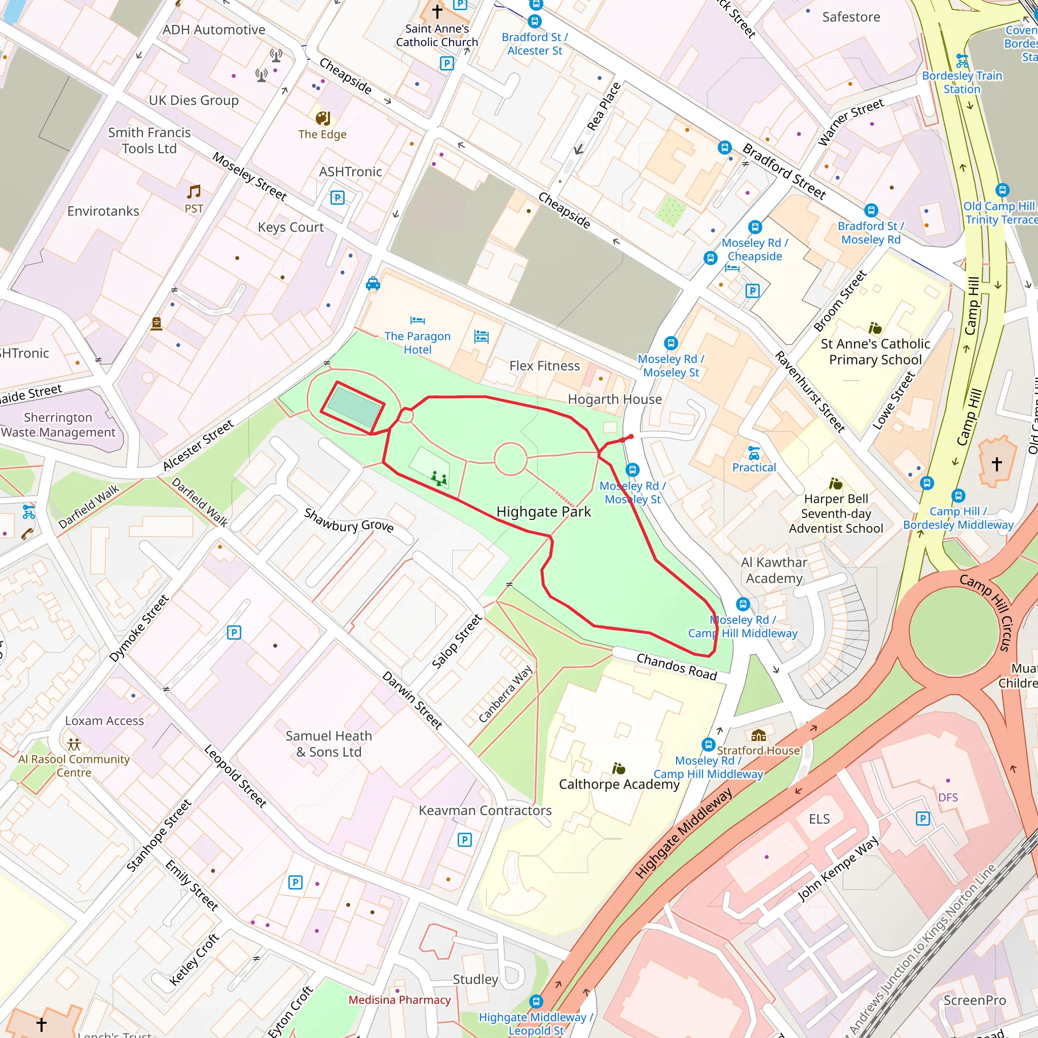 Highgate Park Loop mobile static map