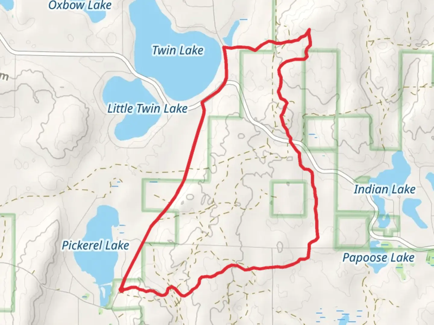 An image depicting the trail NCT and Sunset Trail Road Northeast Loop and its surrounding area.