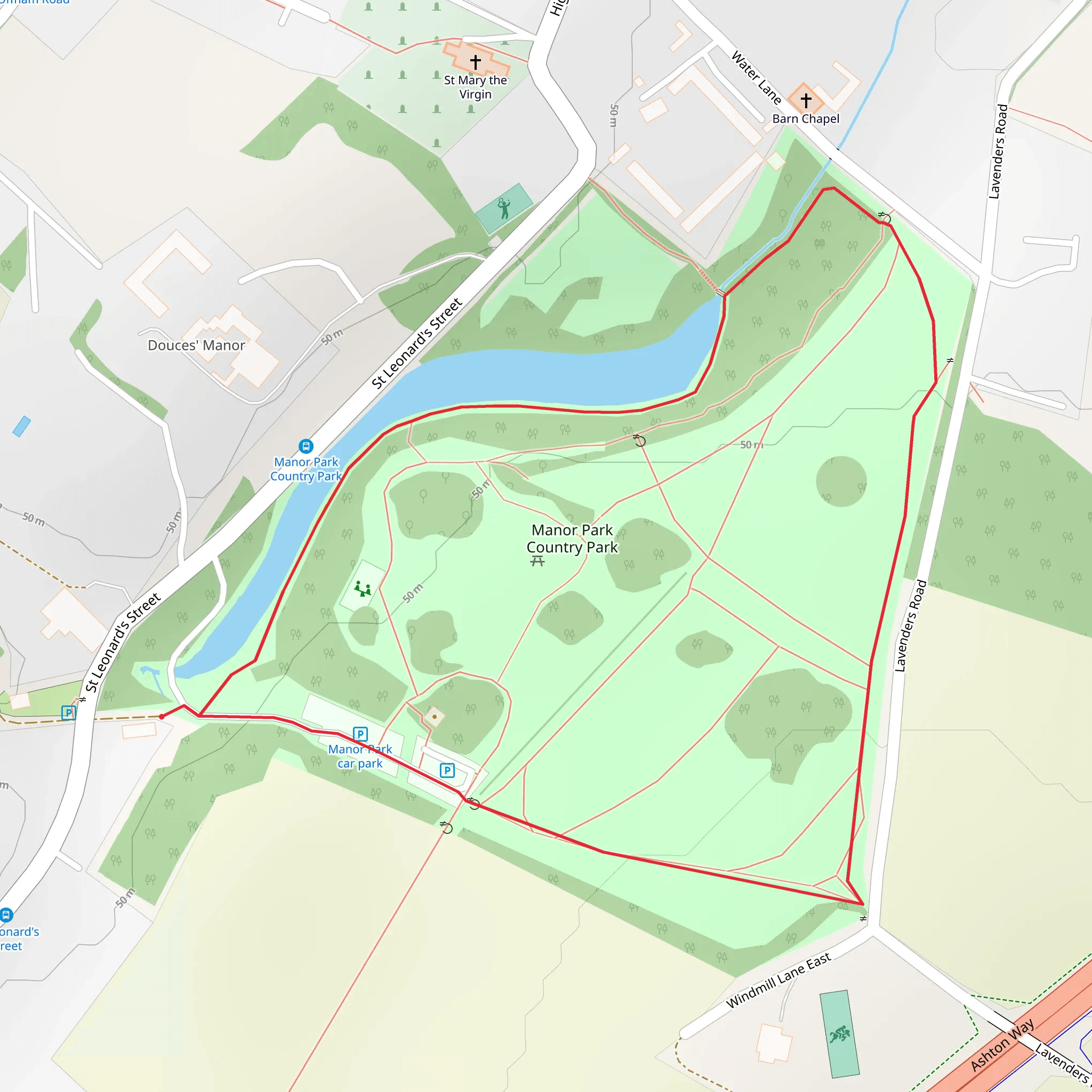 Manor Park Country Park Loop mobile static map