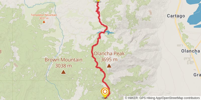 Pacific Crest Trail - Central California stage 8 Map
