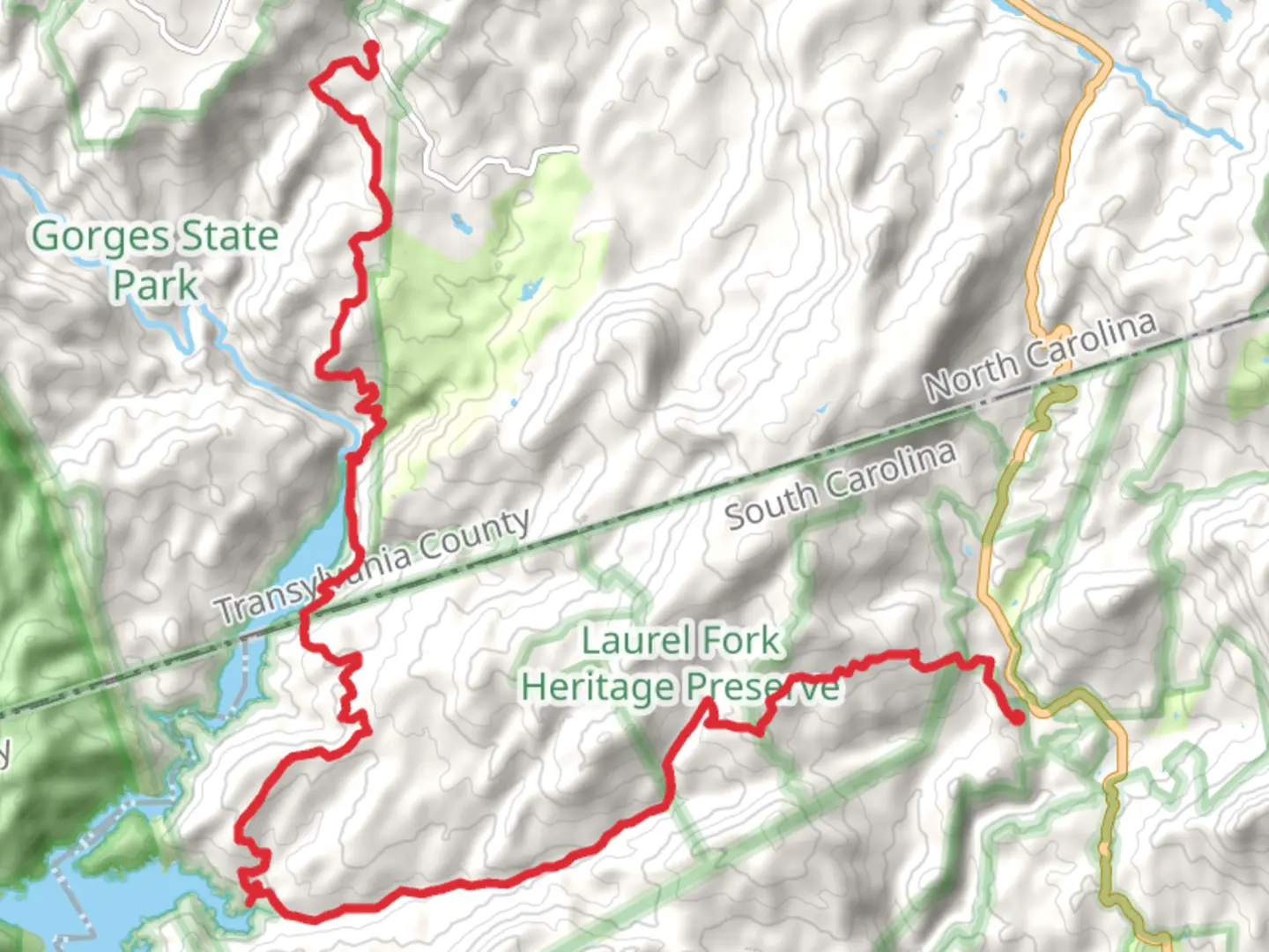 An image depicting the trail Auger Hole, Canebrake and Foothills Trail and its surrounding area.