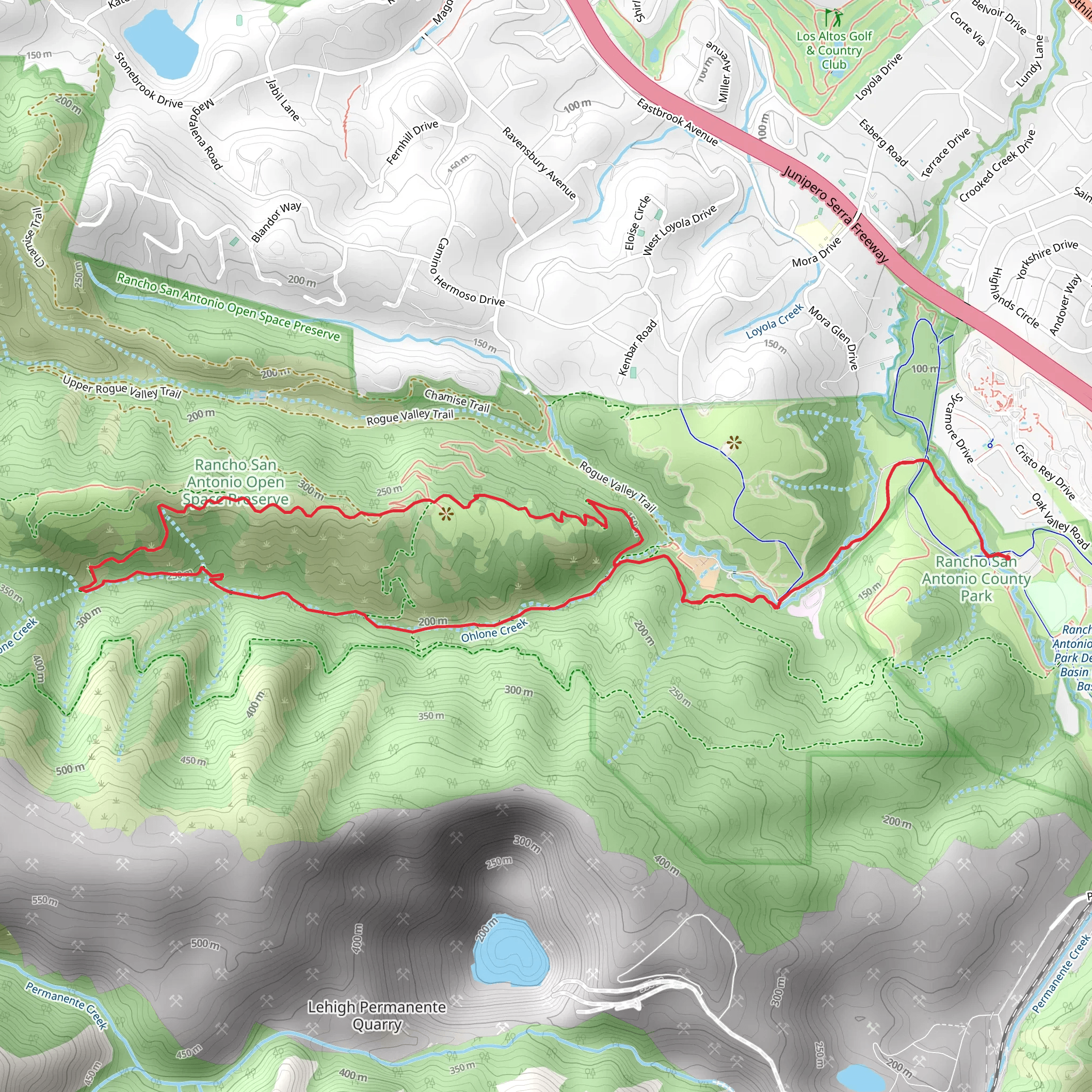 Permanente Creek, High Meadow and Wildcat Loop Trail mobile static map
