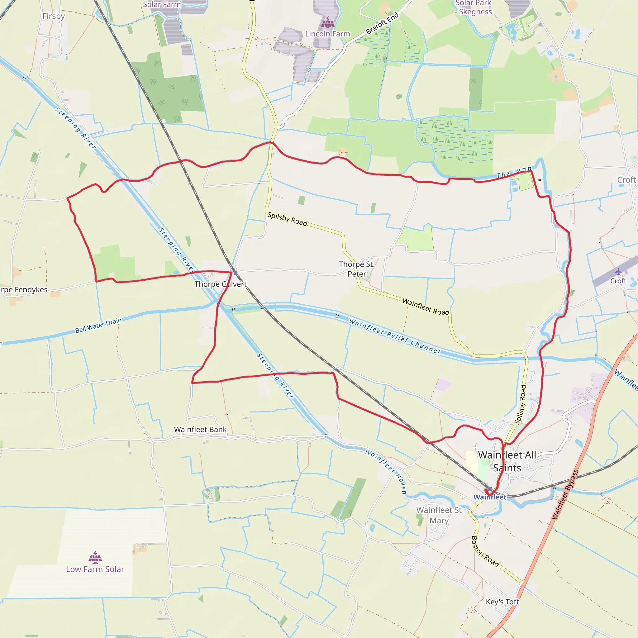 Wainfleet and Thorpe Culvert Loop via Wainfleet Relief Channel mobile static map
