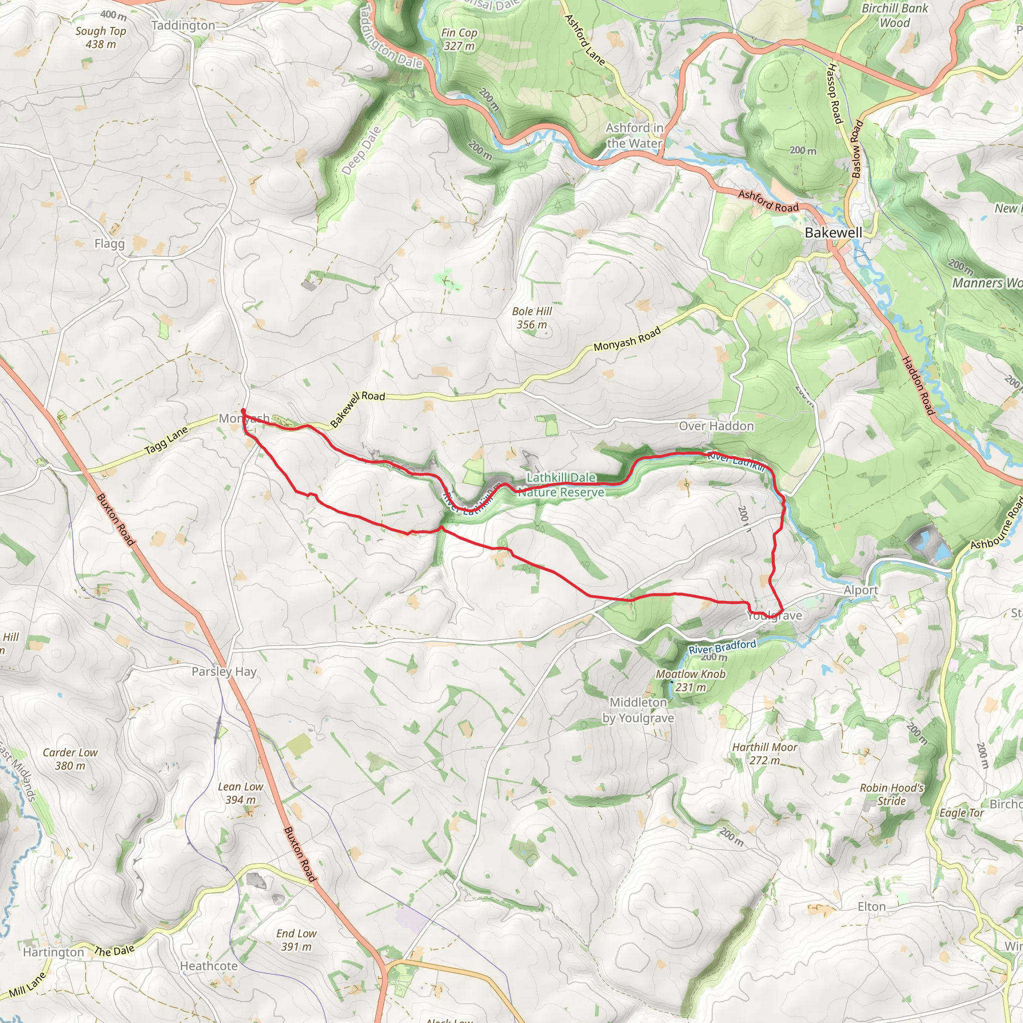 Monyash to Youlgreave Loop via River Lathkill mobile static map