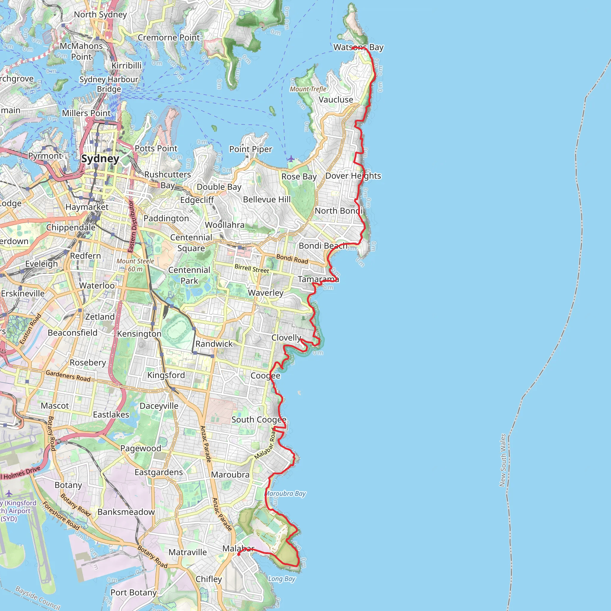 Watsons Bay - Malabar mobile static map