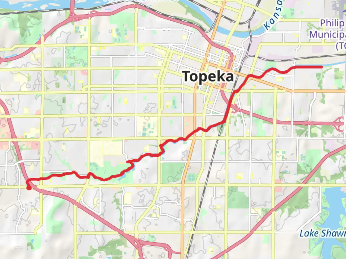 An image depicting the trail Walk along Shunganuga Creek from Southwest 29th Street and its surrounding area.