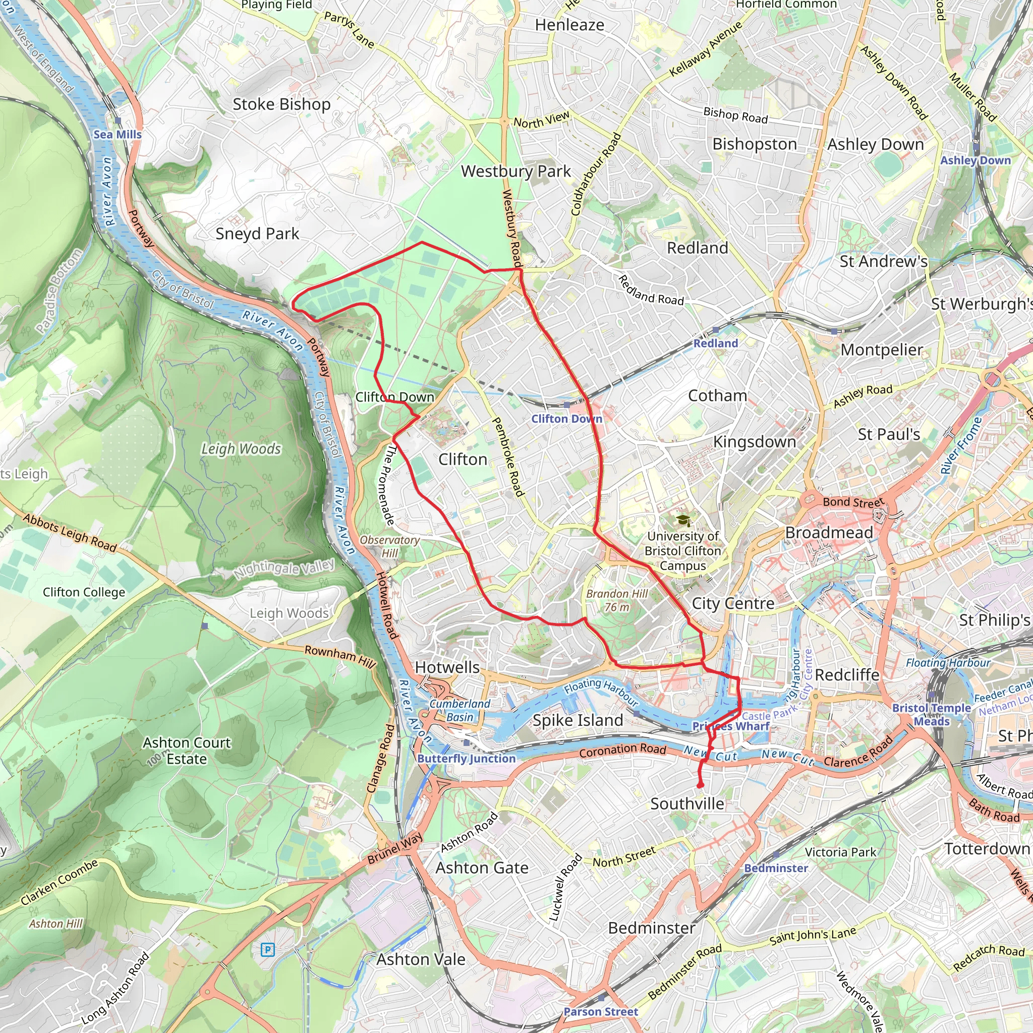 Clifton Down Loop mobile static map