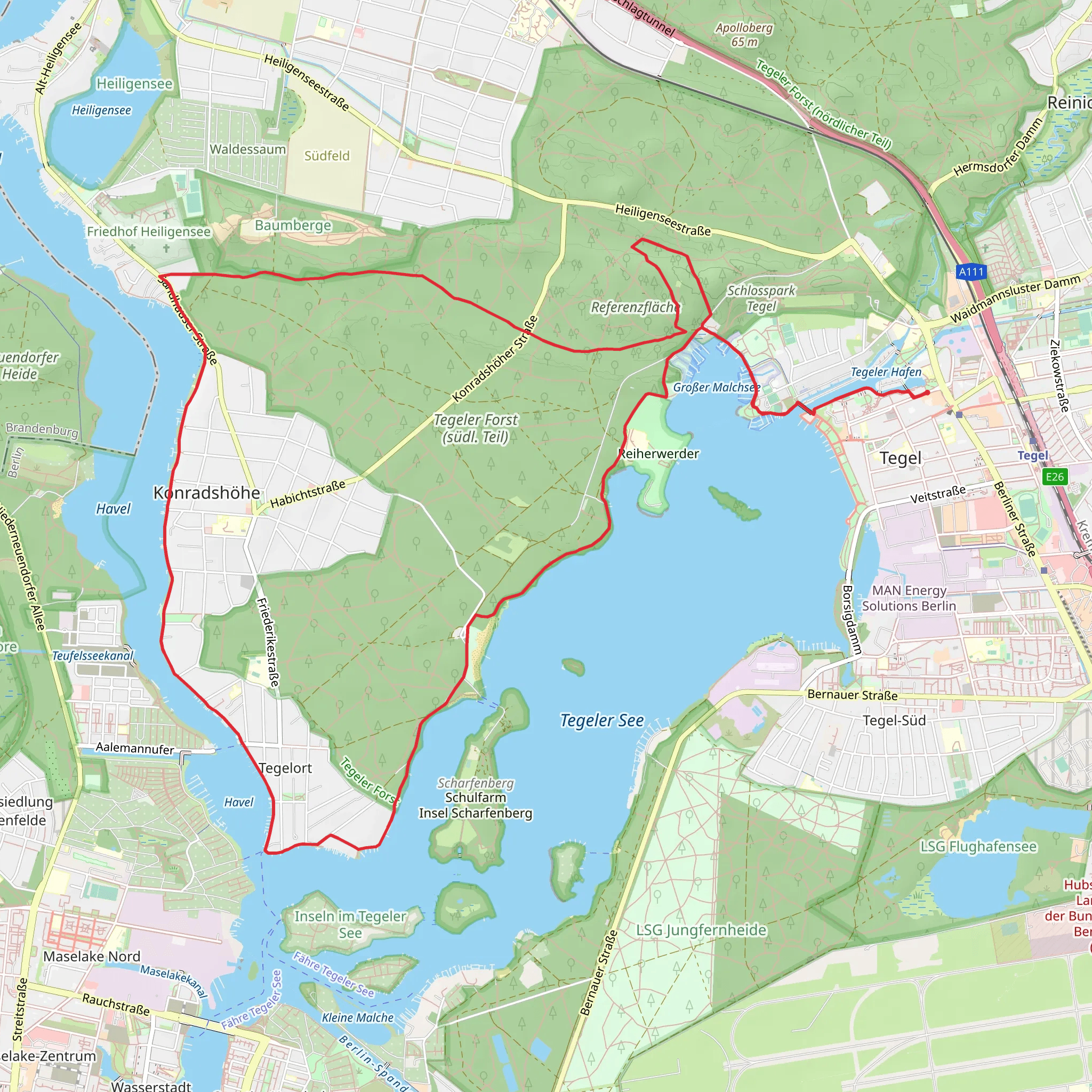 Tegeler Forst Loop - Lake Tegel mobile static map