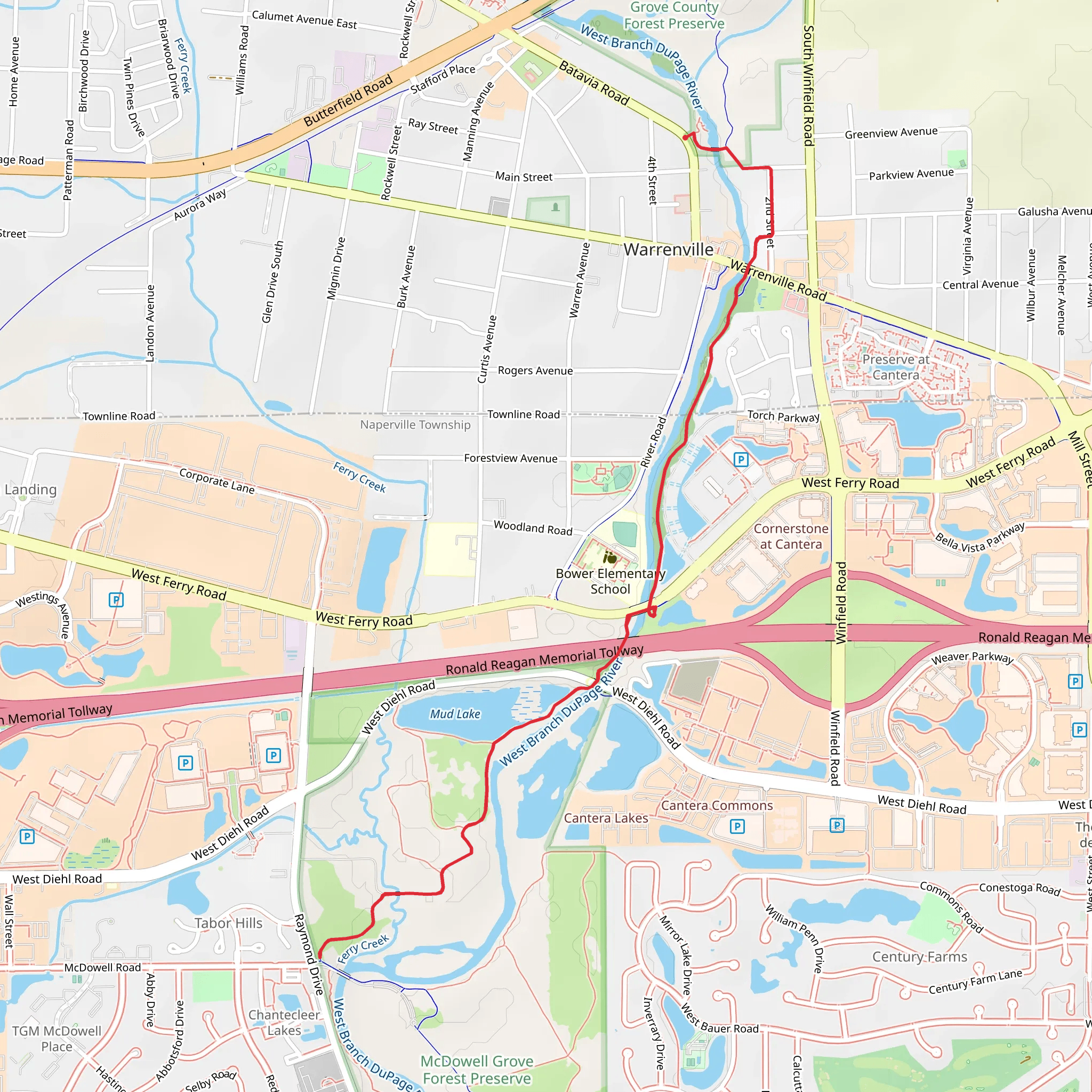 West Branch DuPage River Trail - Batavia Road mobile static map