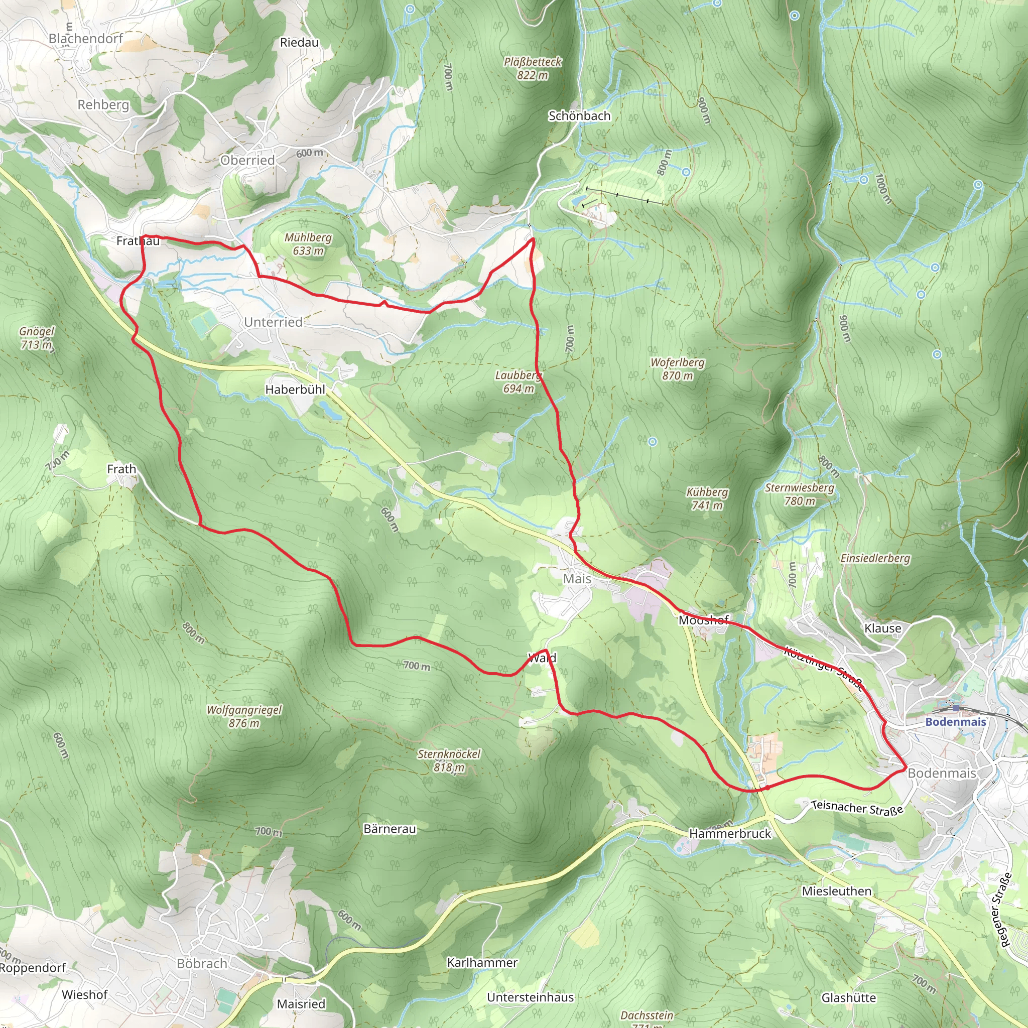 Bodenmais and Frathau Loop mobile static map