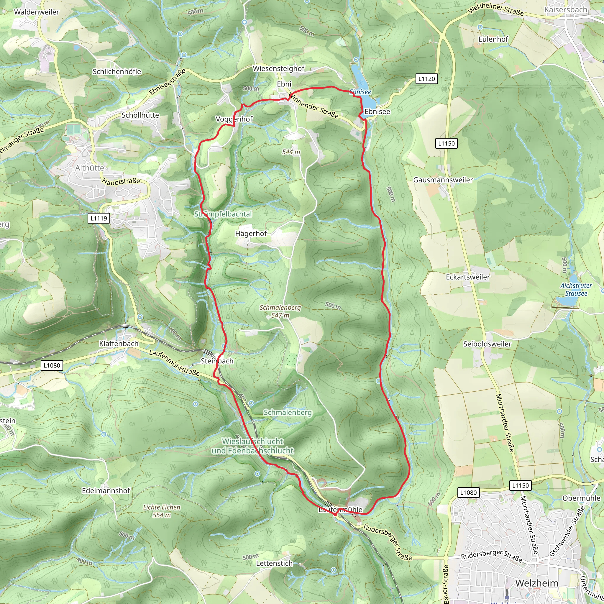 Ebnisee via Berg und Tal and Zum Ebnisee mobile static map