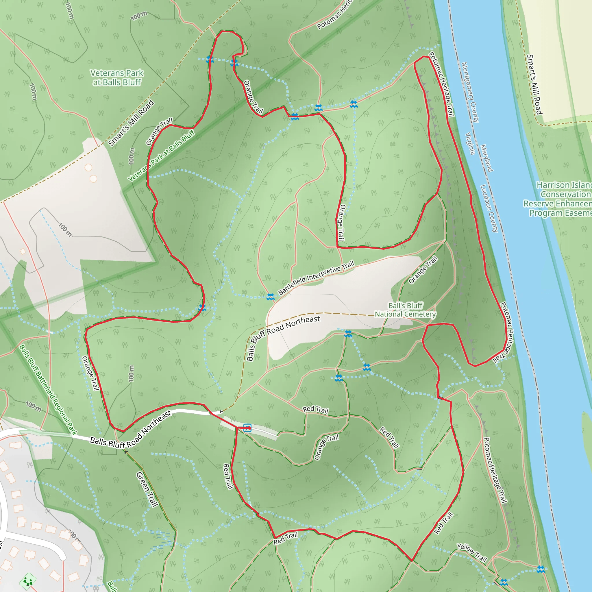 Balls Bluff Battlefield Regional Park Loop mobile static map