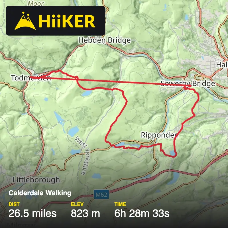 A map preview of the recording Calderdale Walking.