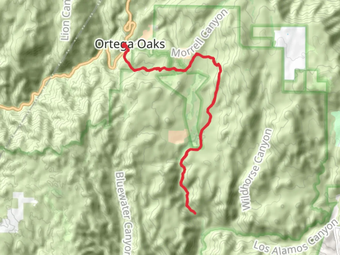 An image depicting the trail Bear Canyon - Morgan - Tenaja Falls Trail and its surrounding area.