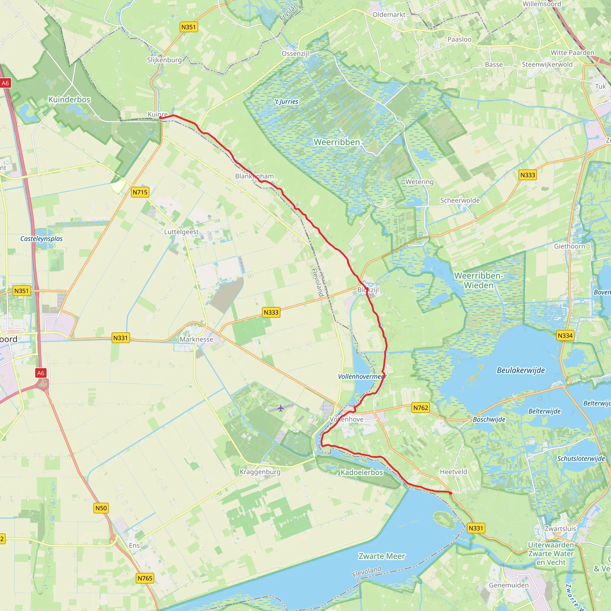 De Krieger to Burchtstraat via Bentendijkpad, Zeegienpad and Punterweg mobile static map