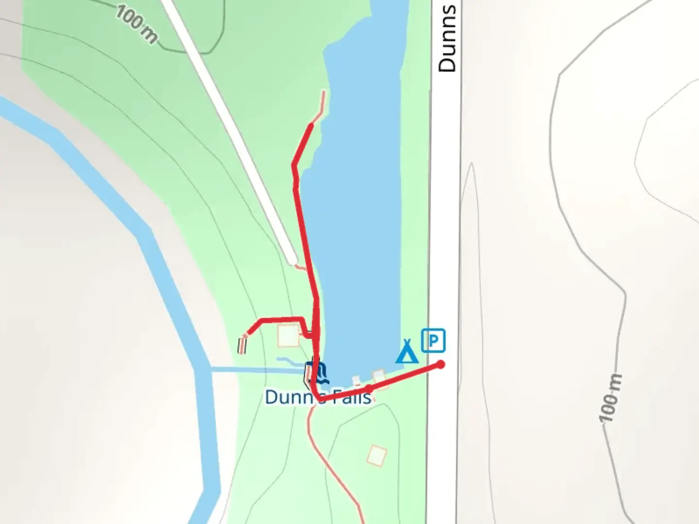 An image depicting the trail Dunn's Falls Water Park and its surrounding area.