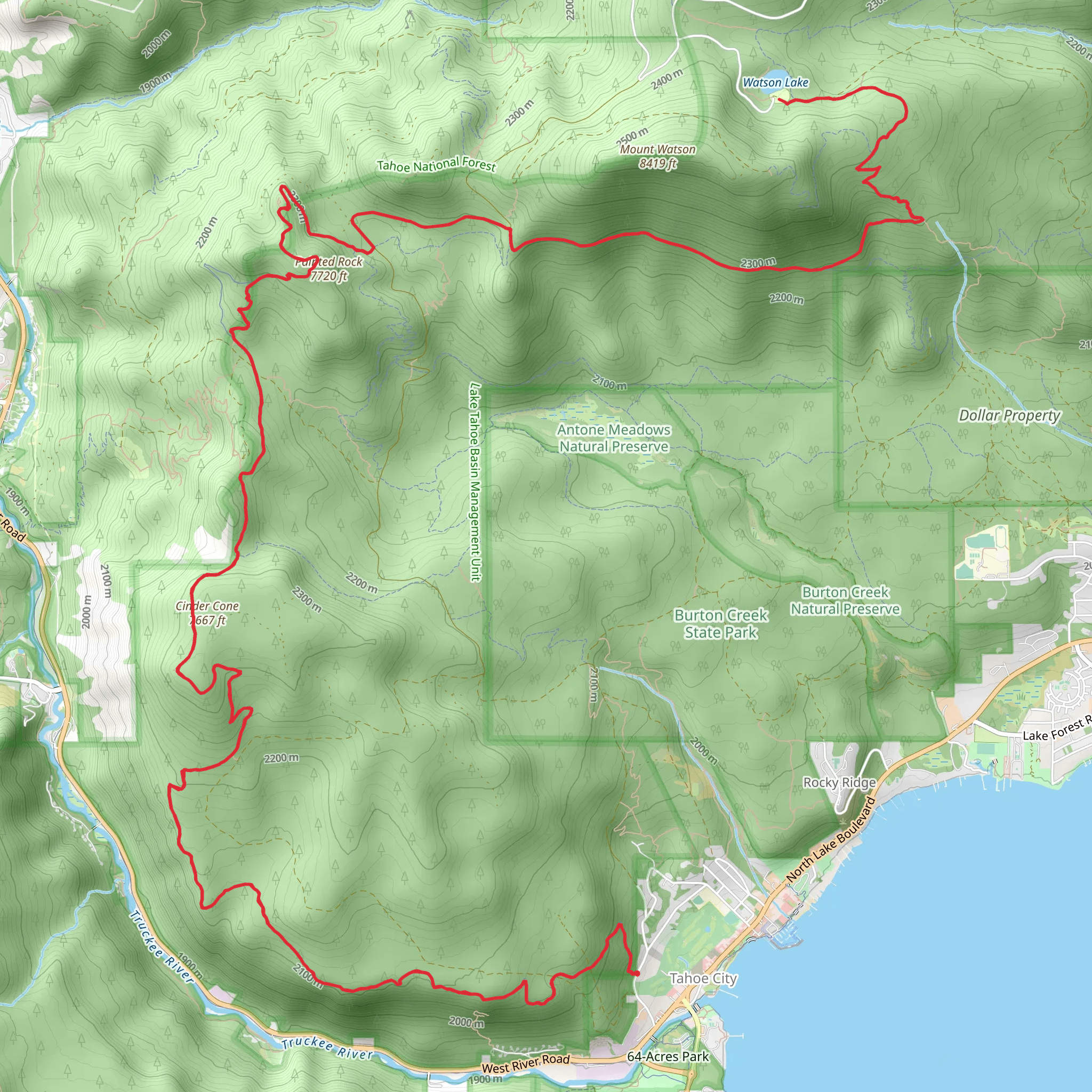 Watson Lake Campground via Tahoe Rim Trail mobile static map