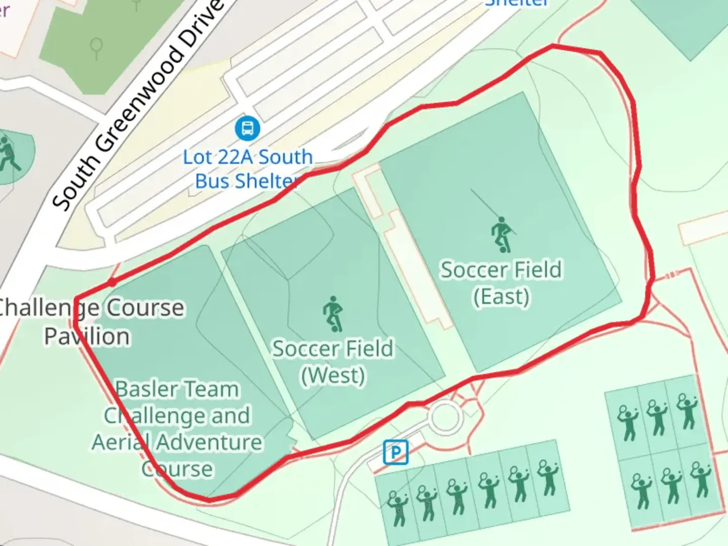 An image depicting the trail Soccer Field Loop and its surrounding area.