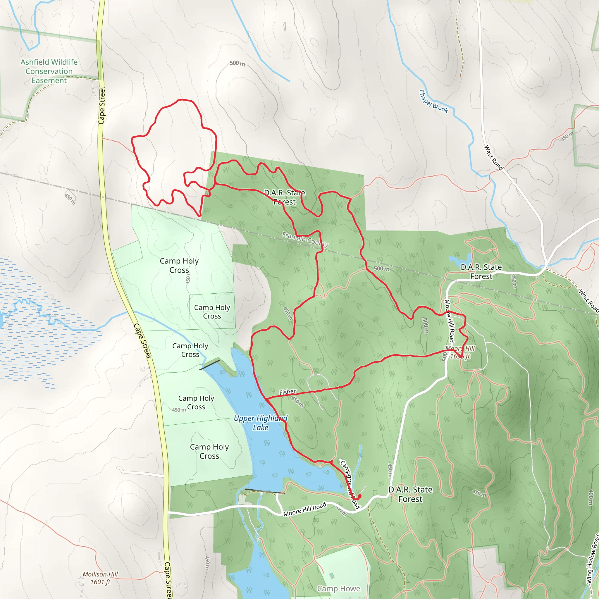 Moore Hill in DAR State Forest Loop mobile static map