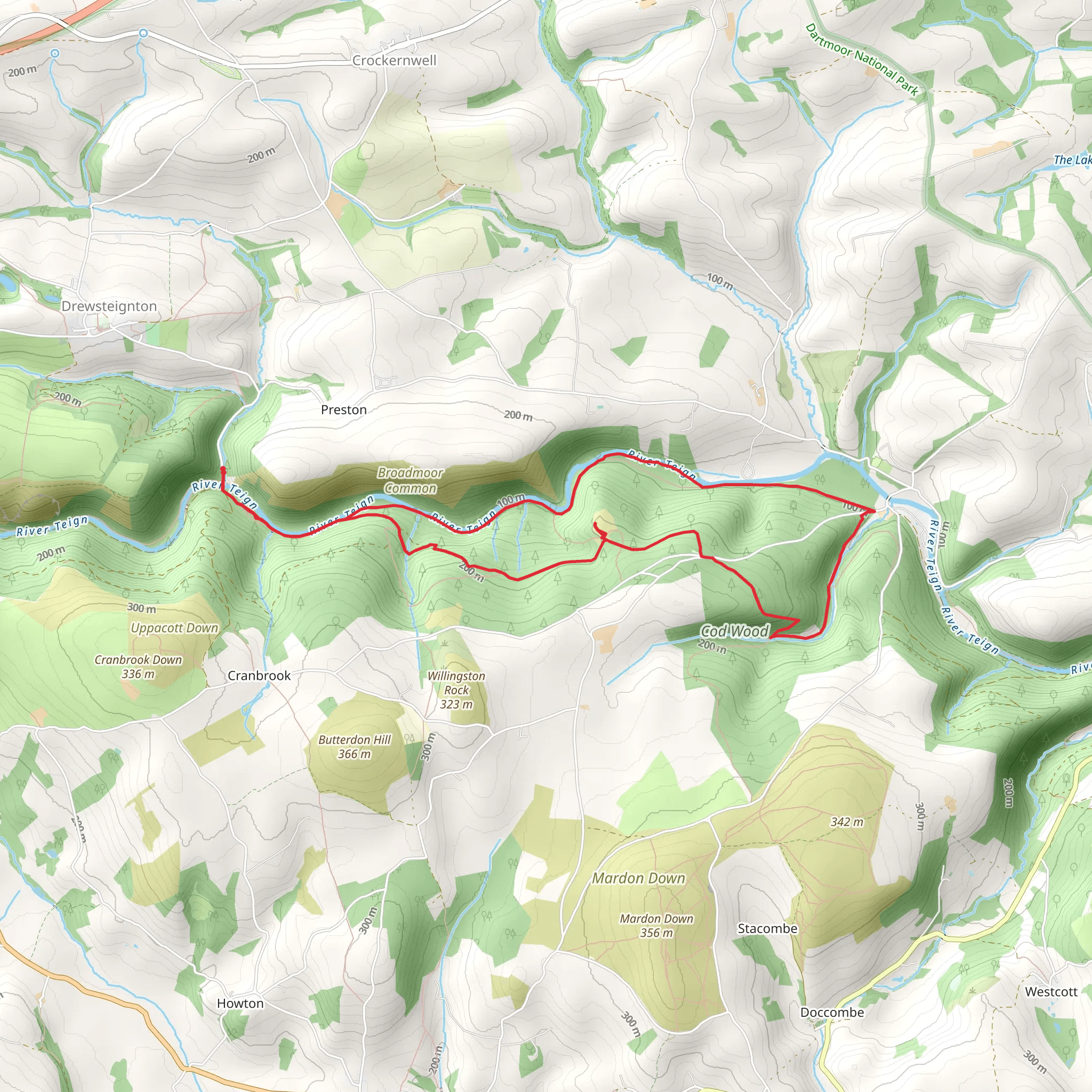 View of Valley and Houndsmoor Wood Loop mobile static map