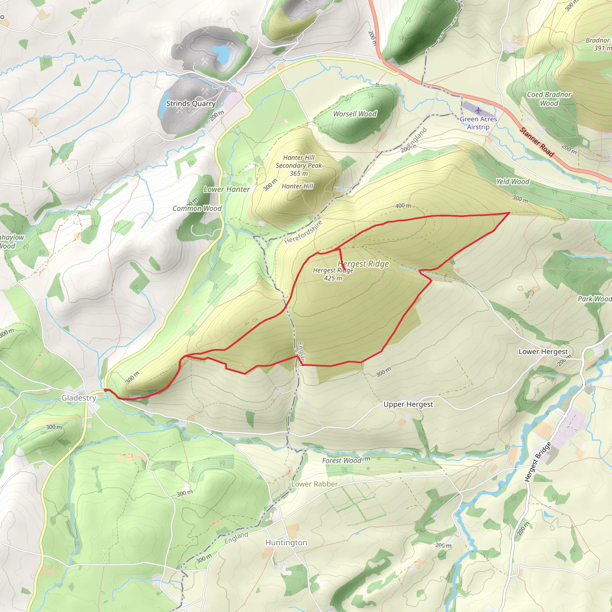 The Hergest Ridge from Gladestry mobile static map