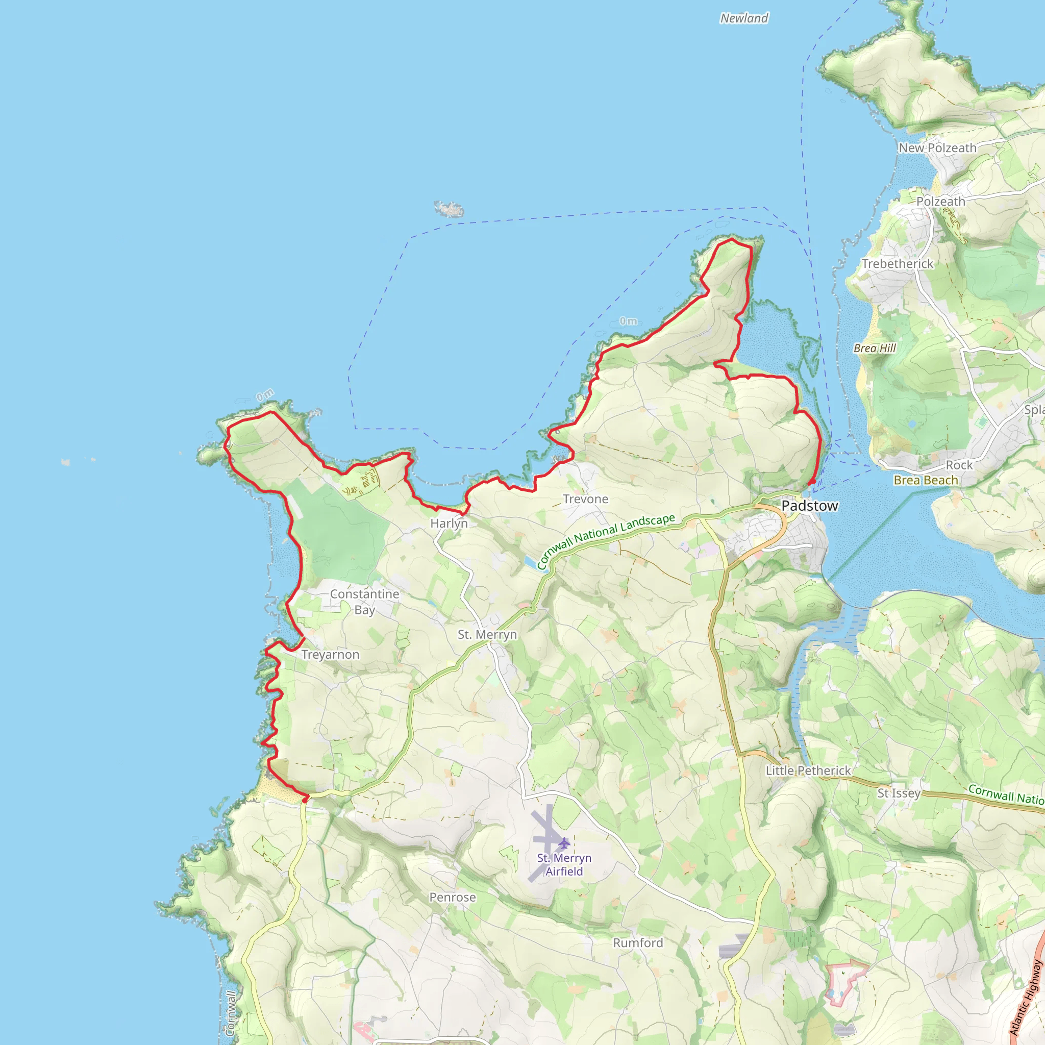 Padstow to Porthcothan Walk mobile static map
