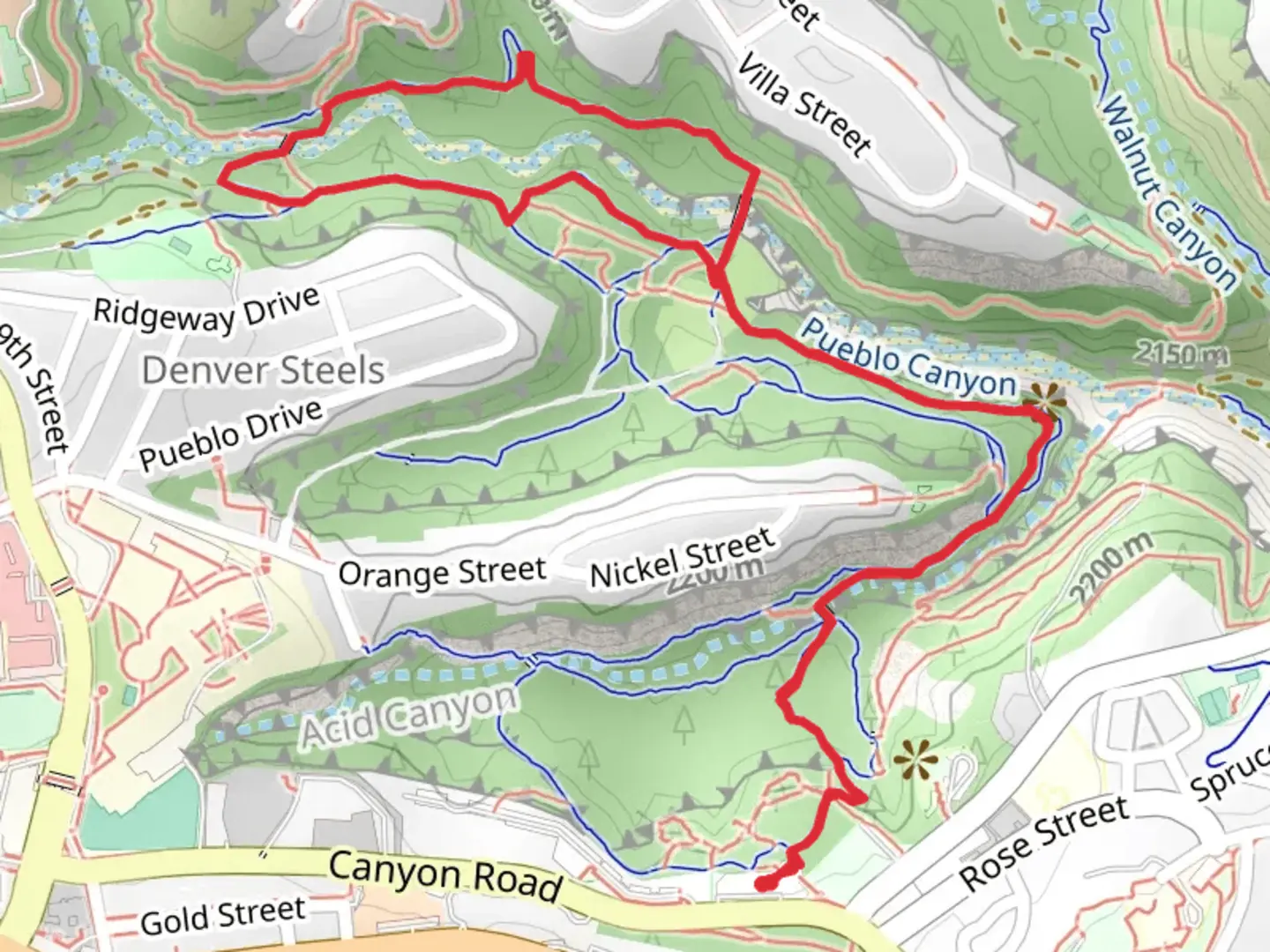 An image depicting the trail South Pueblo Bench and Bridges Loop Trail and its surrounding area.