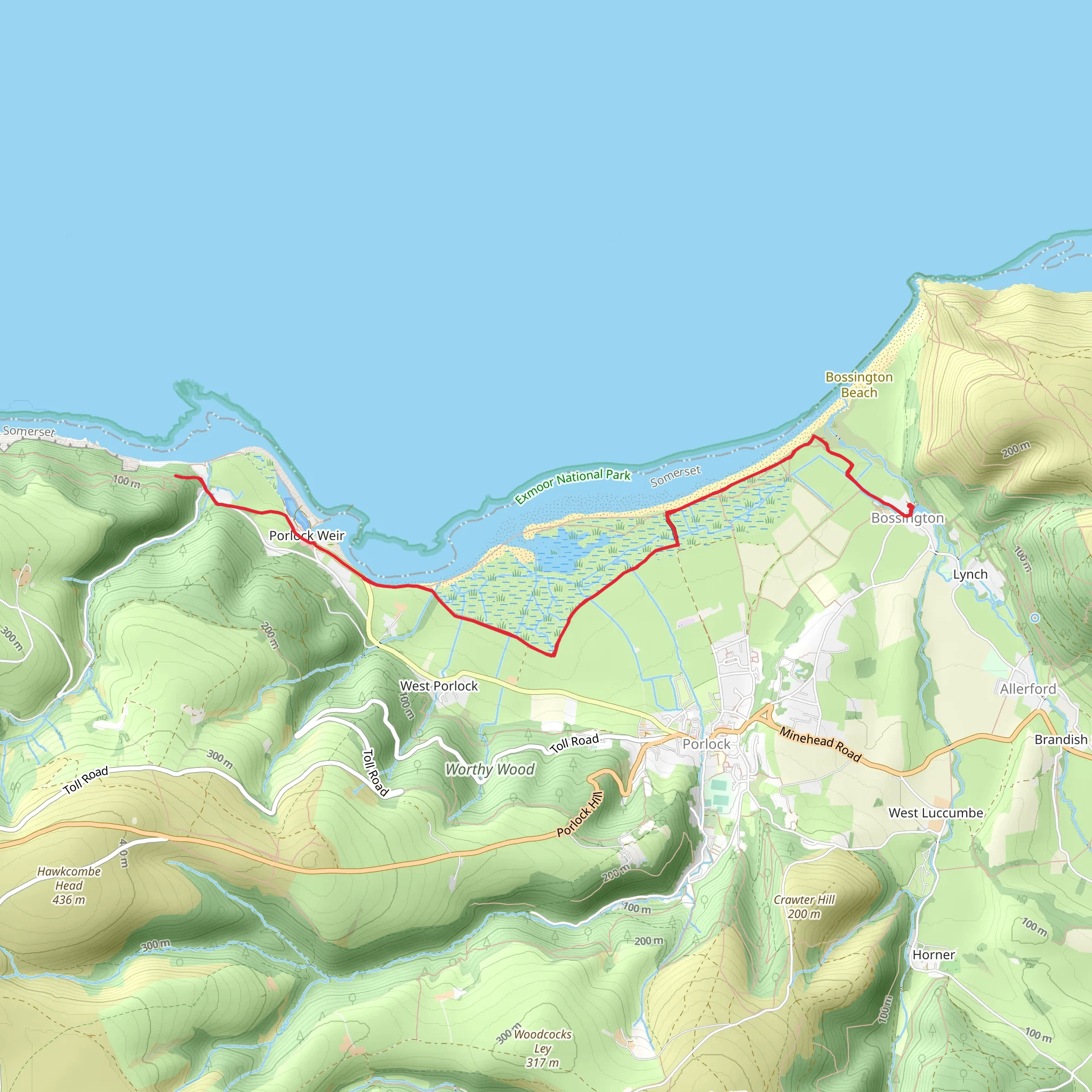 Bossington to Porlock Weir Walk mobile static map