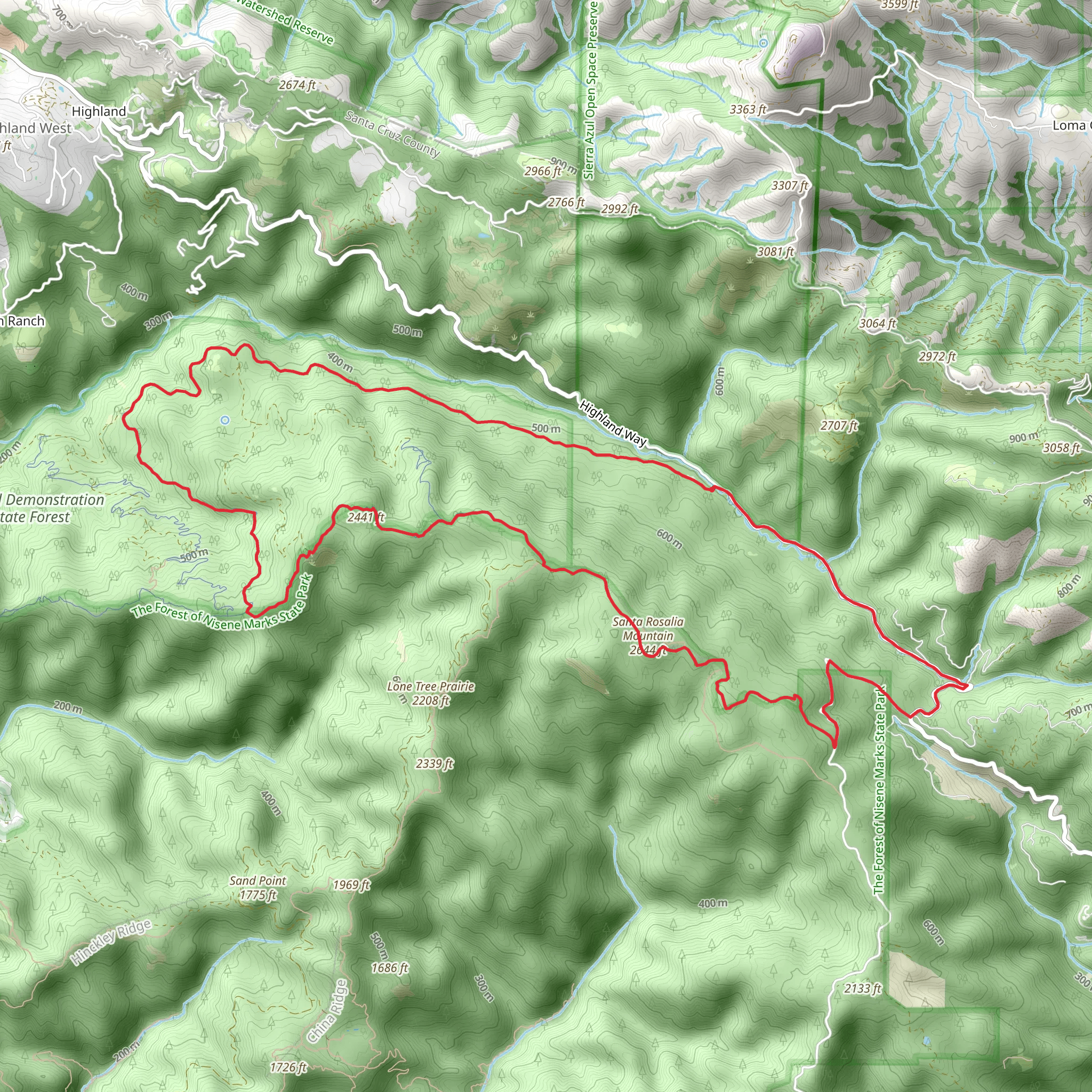 Hihn's Mill and Braille Loop Trail mobile static map
