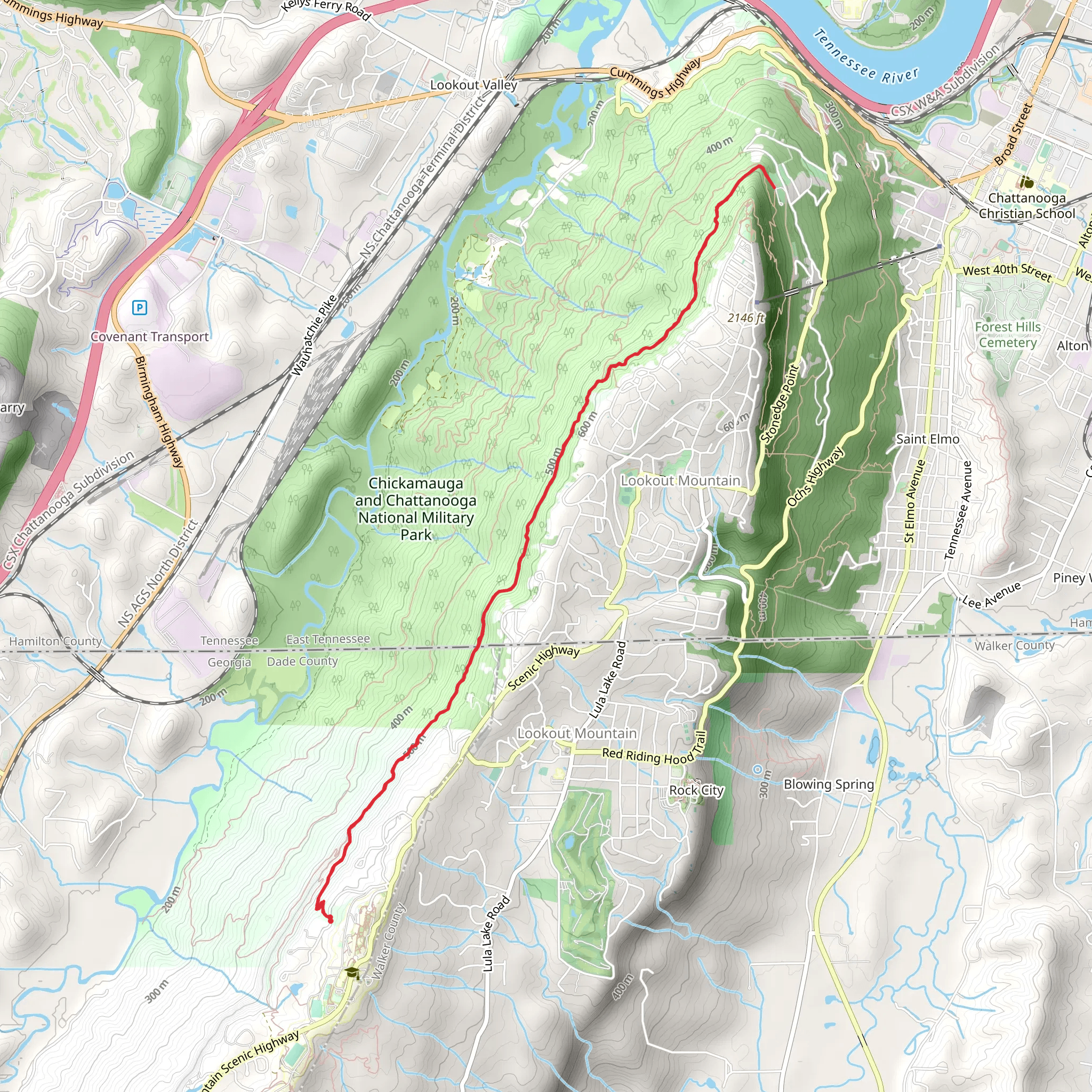 Bluff Trail and Cravens House Trail mobile static map