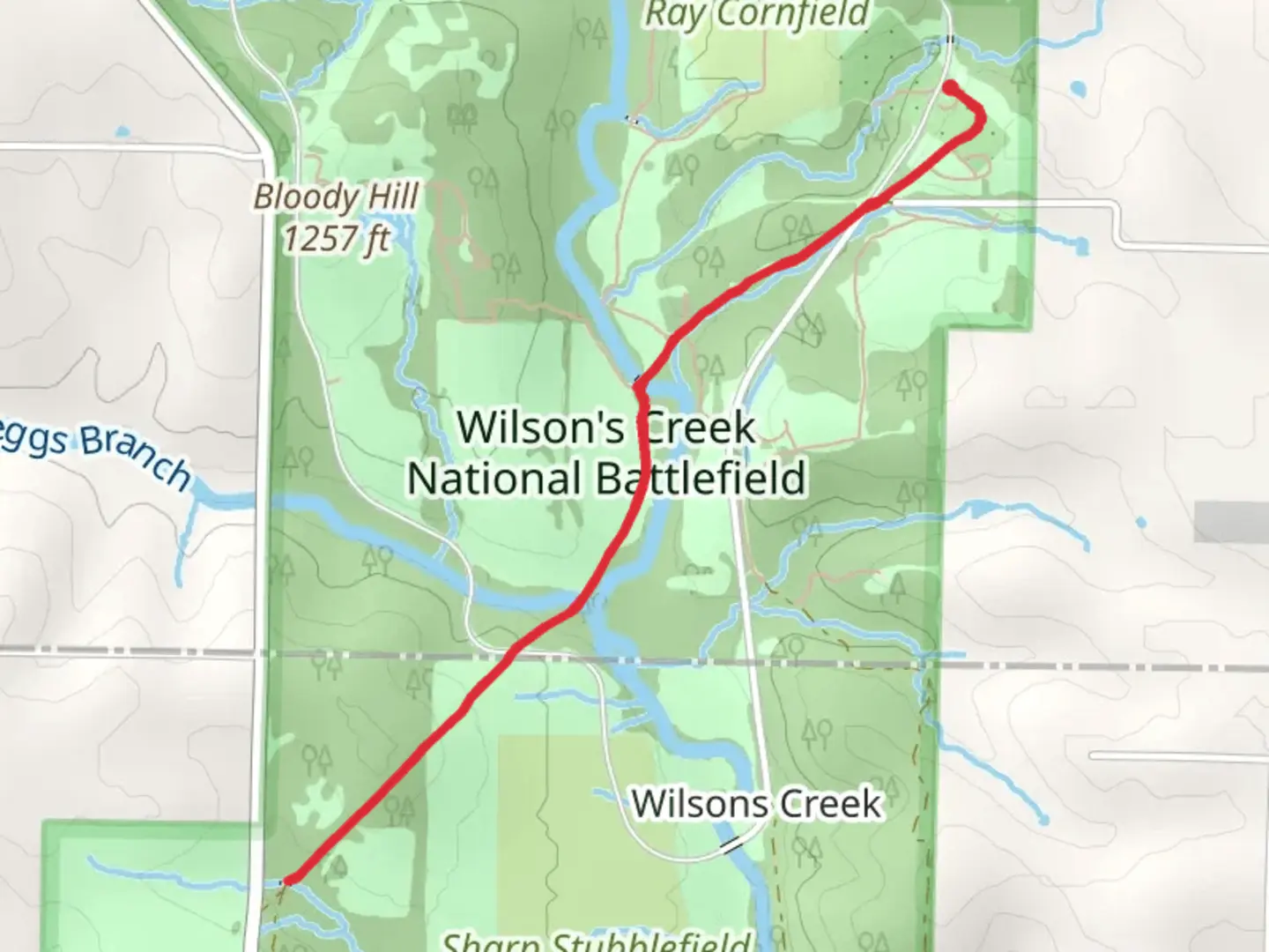 An image depicting the trail Historic route of Wire Road and its surrounding area.