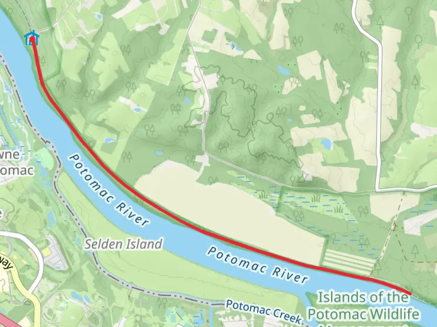 An image depicting the trail Potomac River via ADT and its surrounding area.