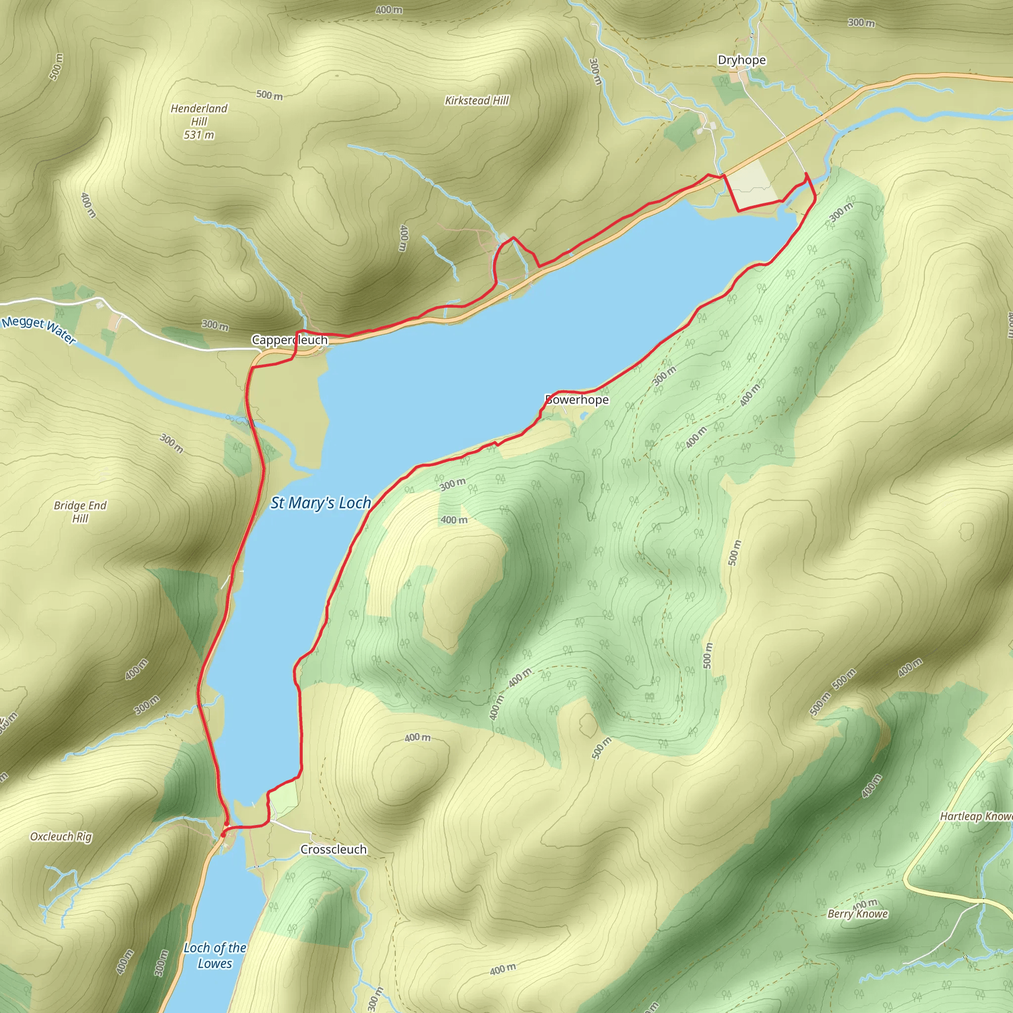 St Mary's Loch Circular mobile static map