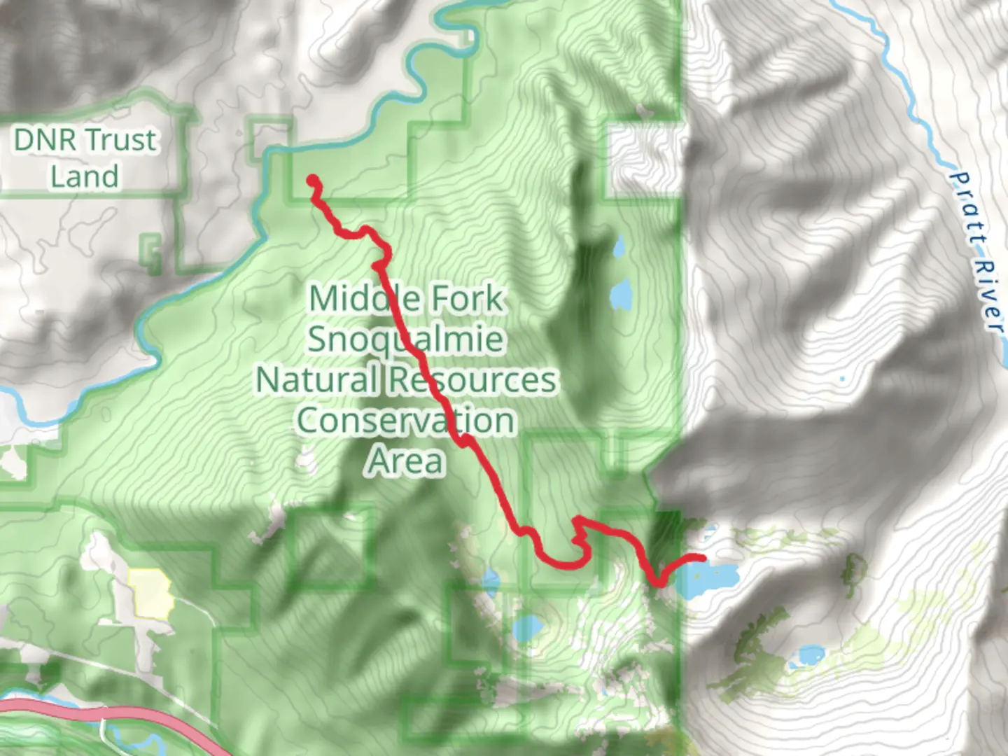 An image depicting the trail Thompson Lake via Granite Creek Trail and its surrounding area.
