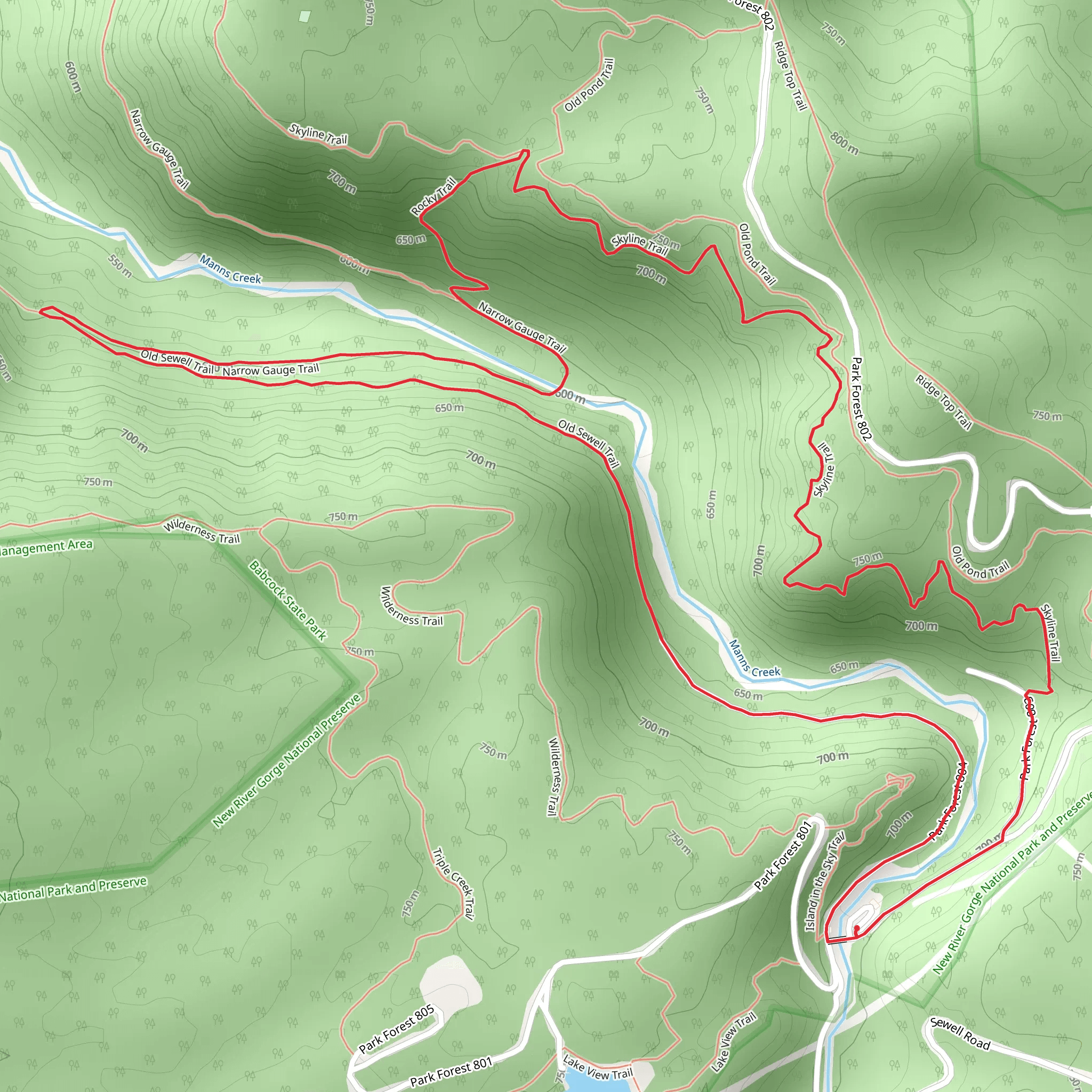 Skyline Trail and Sewell Loop Trail mobile static map