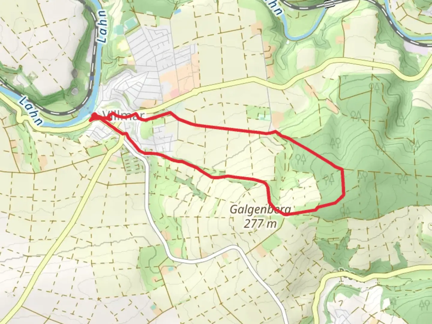 An image depicting the trail Taunusklub Route and Holzweg and its surrounding area.
