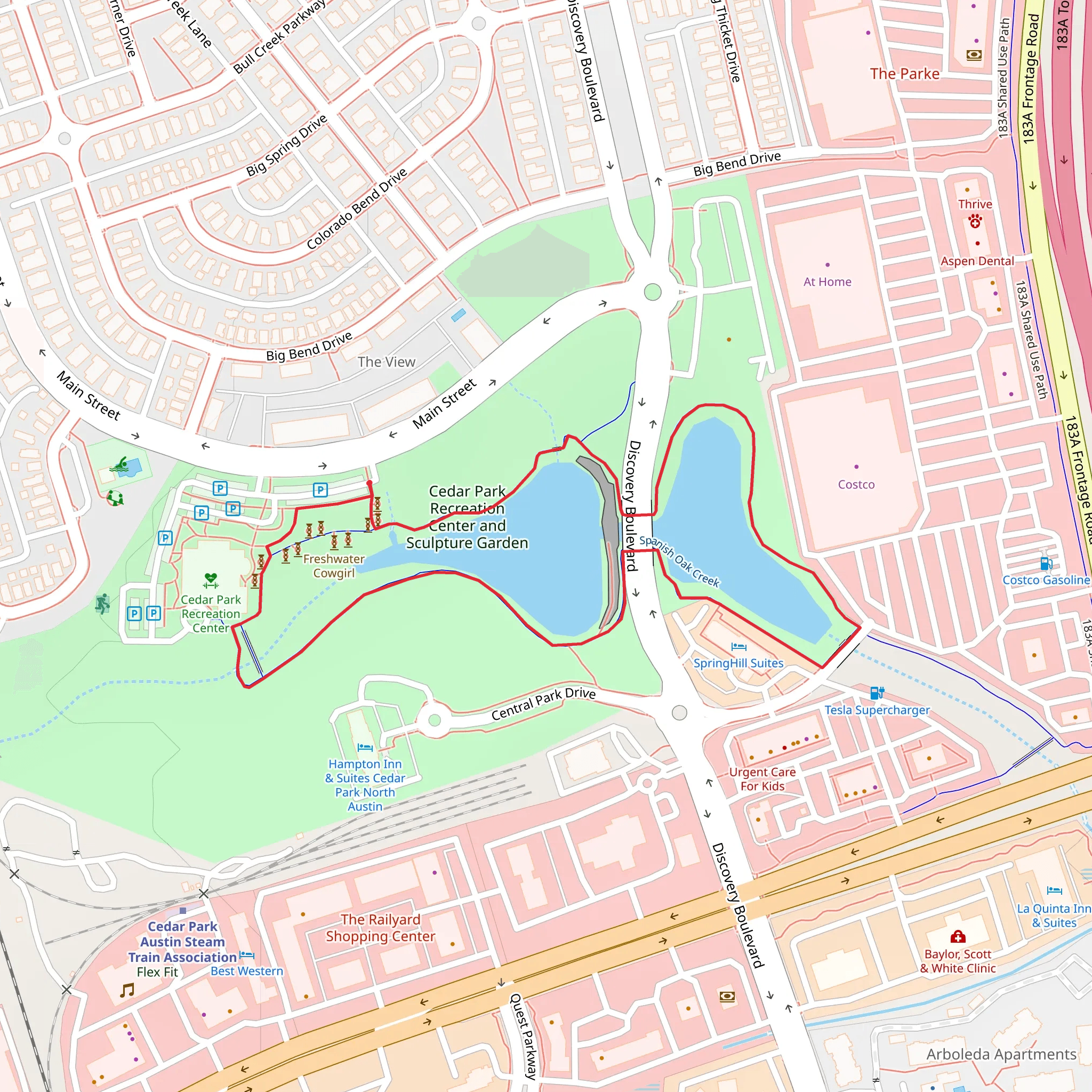 Cedar Park Recreation Center and Sculpture Garden Loop mobile static map