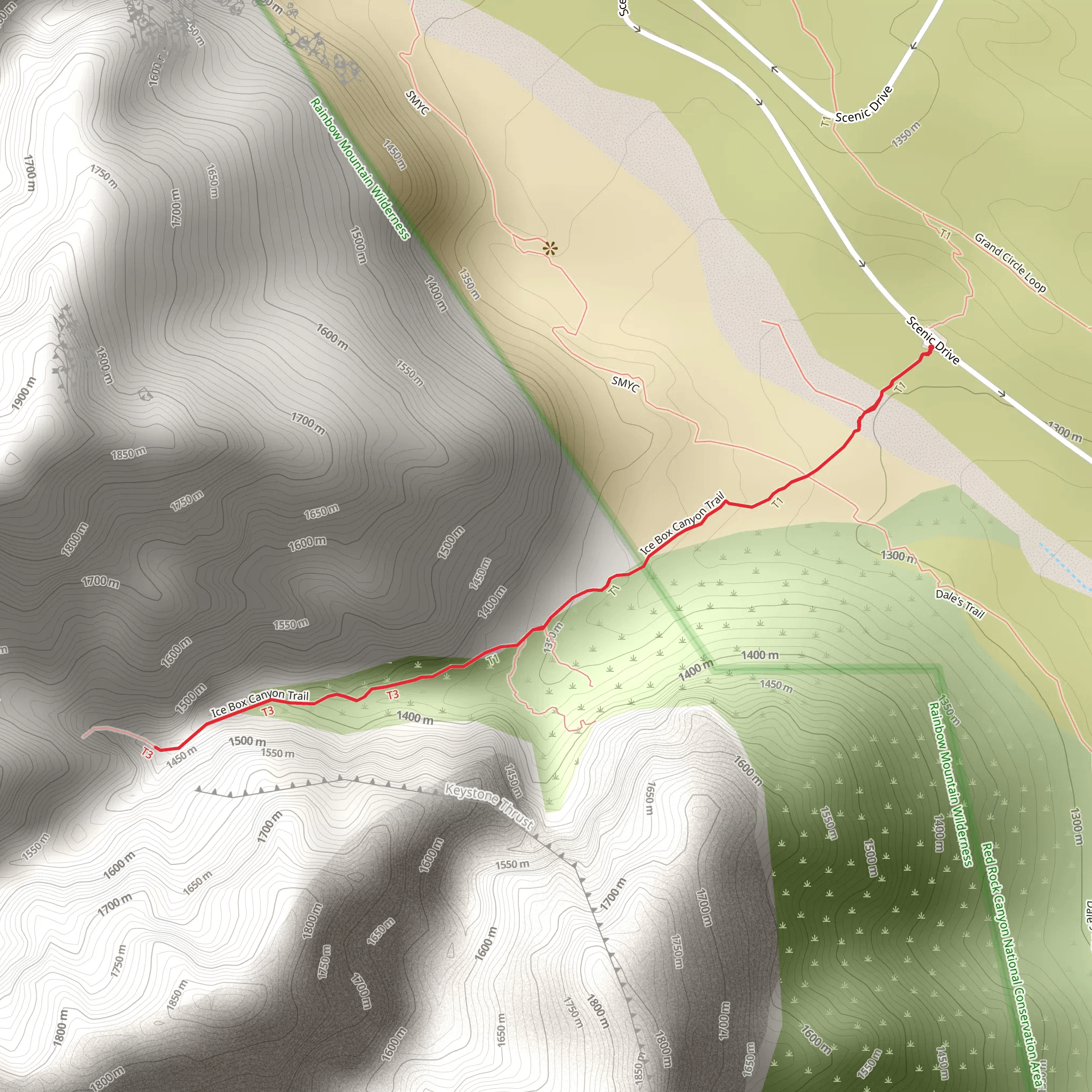 Ice Box Canyon Trail mobile static map