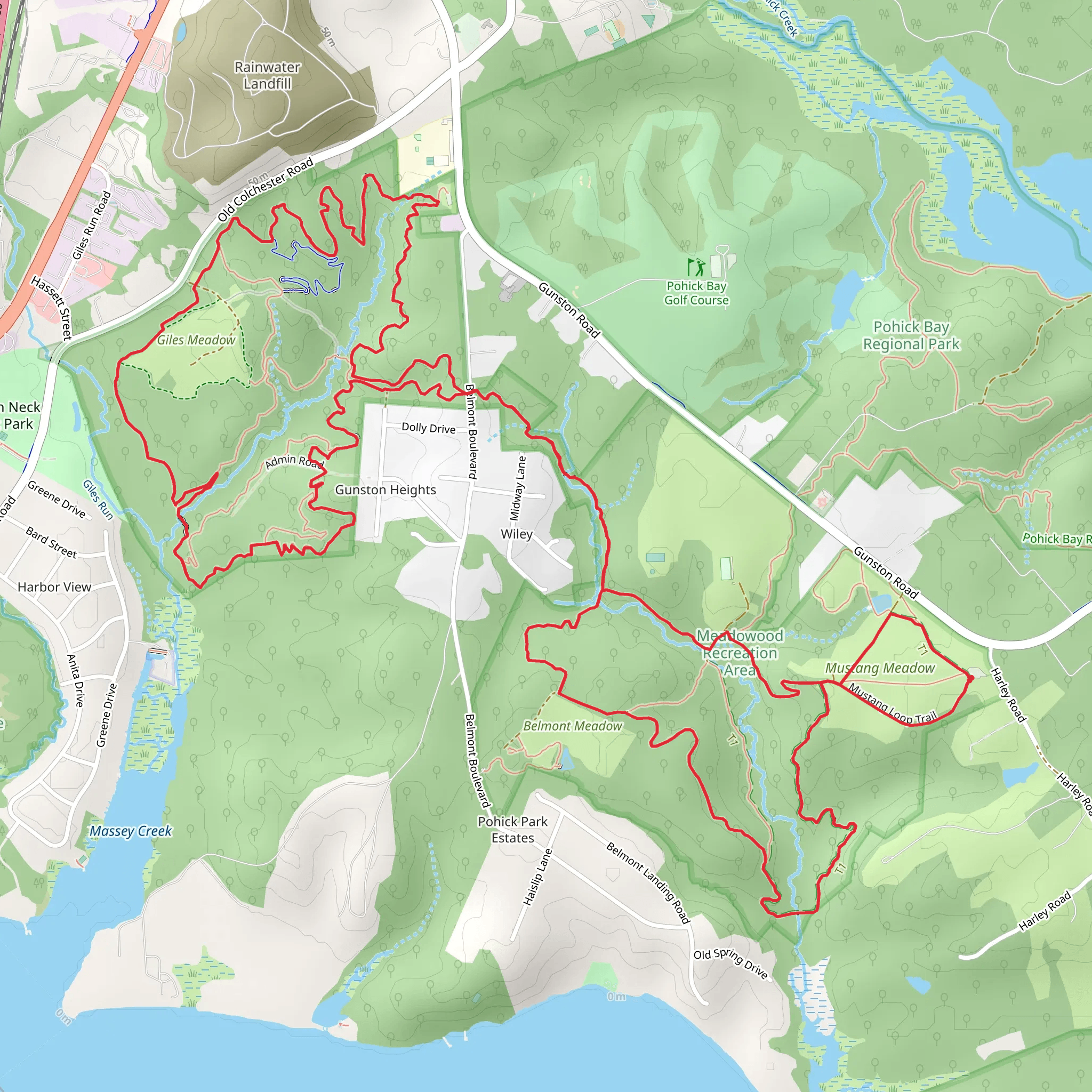 Thompson Creek Trail, Wood Thrush Trail and South Branch Loop mobile static map