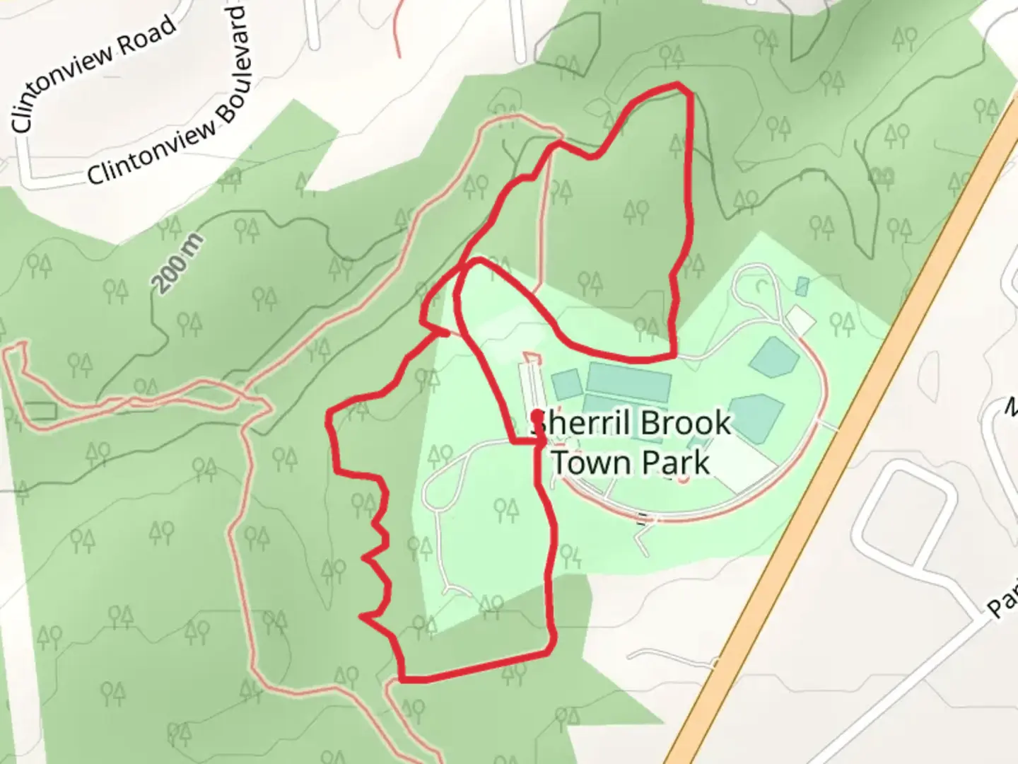 An image depicting the trail Sherril Brook Town Park Loop and its surrounding area.