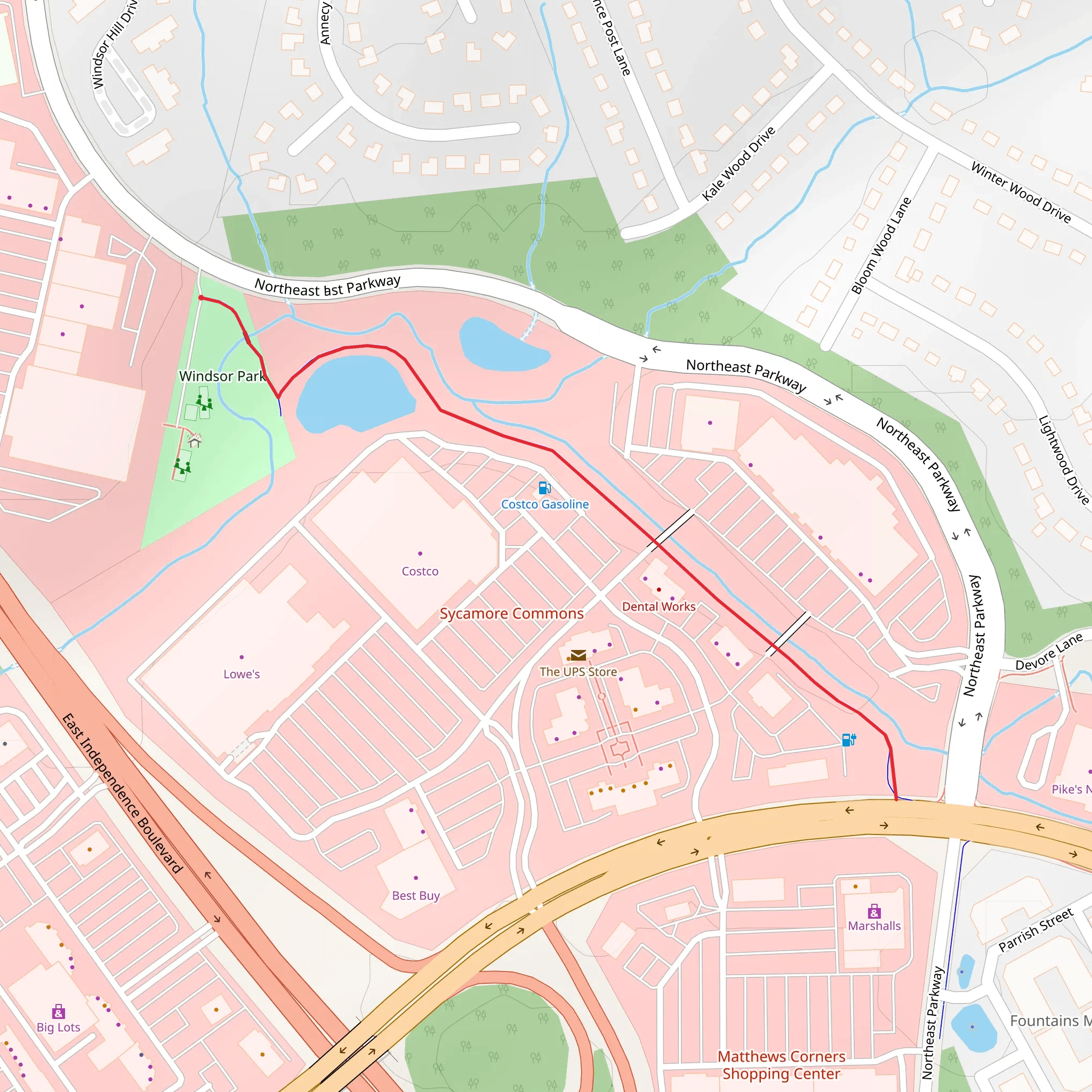 Northeast Parkway mobile static map