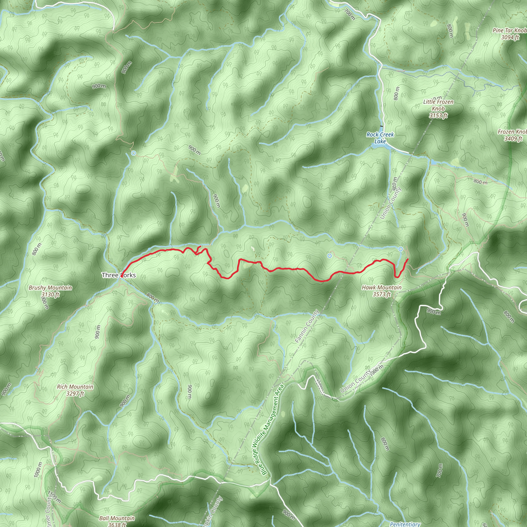 Appalachian Trail and Long Creek Falls - Three Forks mobile static map