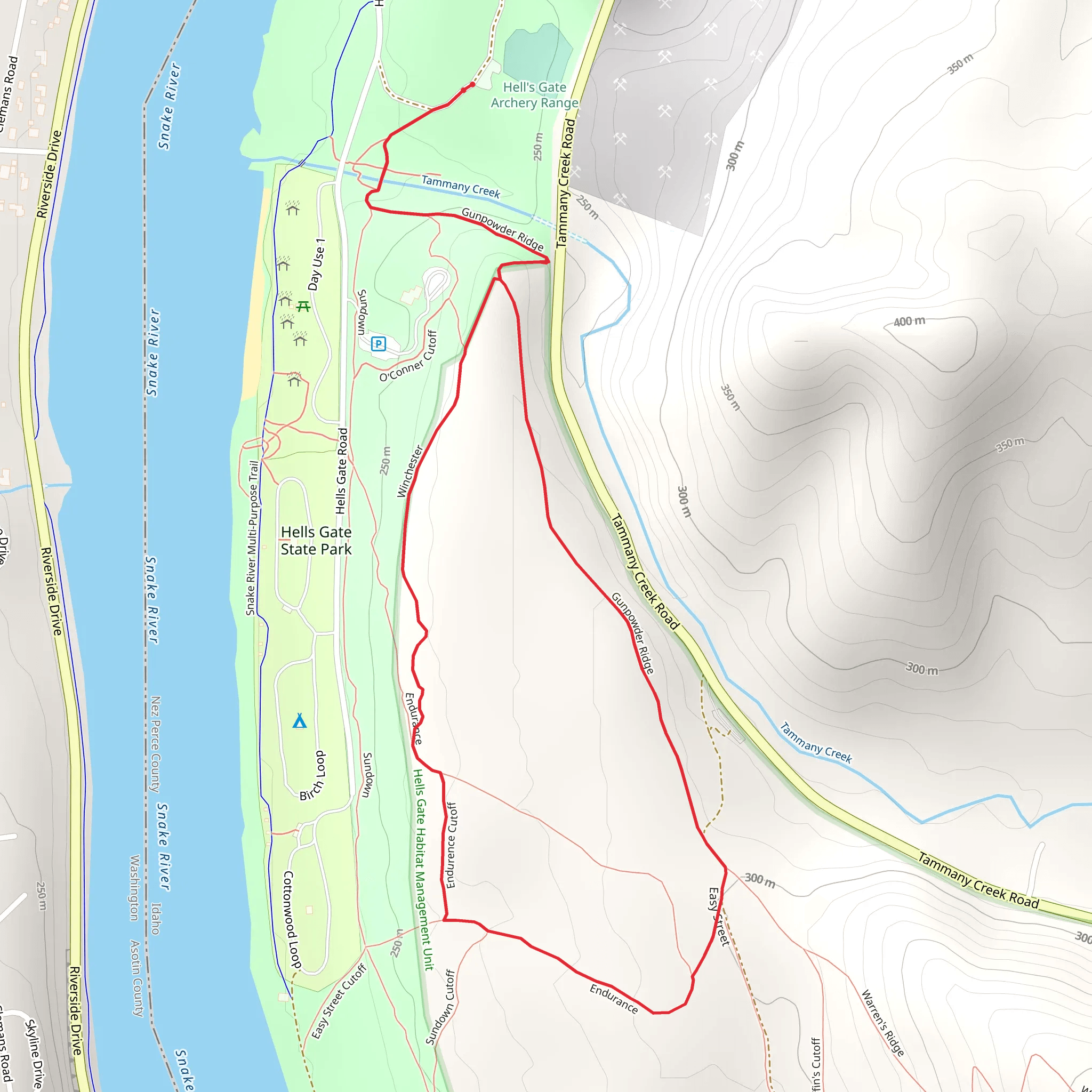 Gunpowder Ridge and Winchester Loop mobile static map