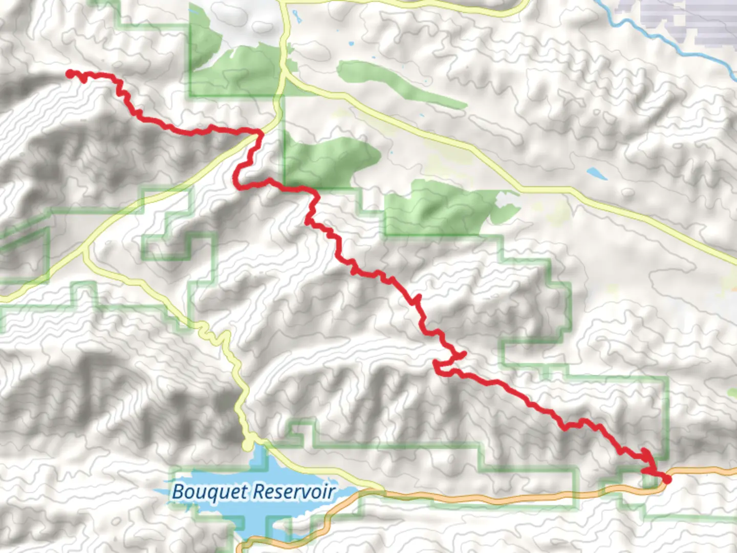 An image depicting the trail Bouquet Canyon Road to Grass Mountain and its surrounding area.