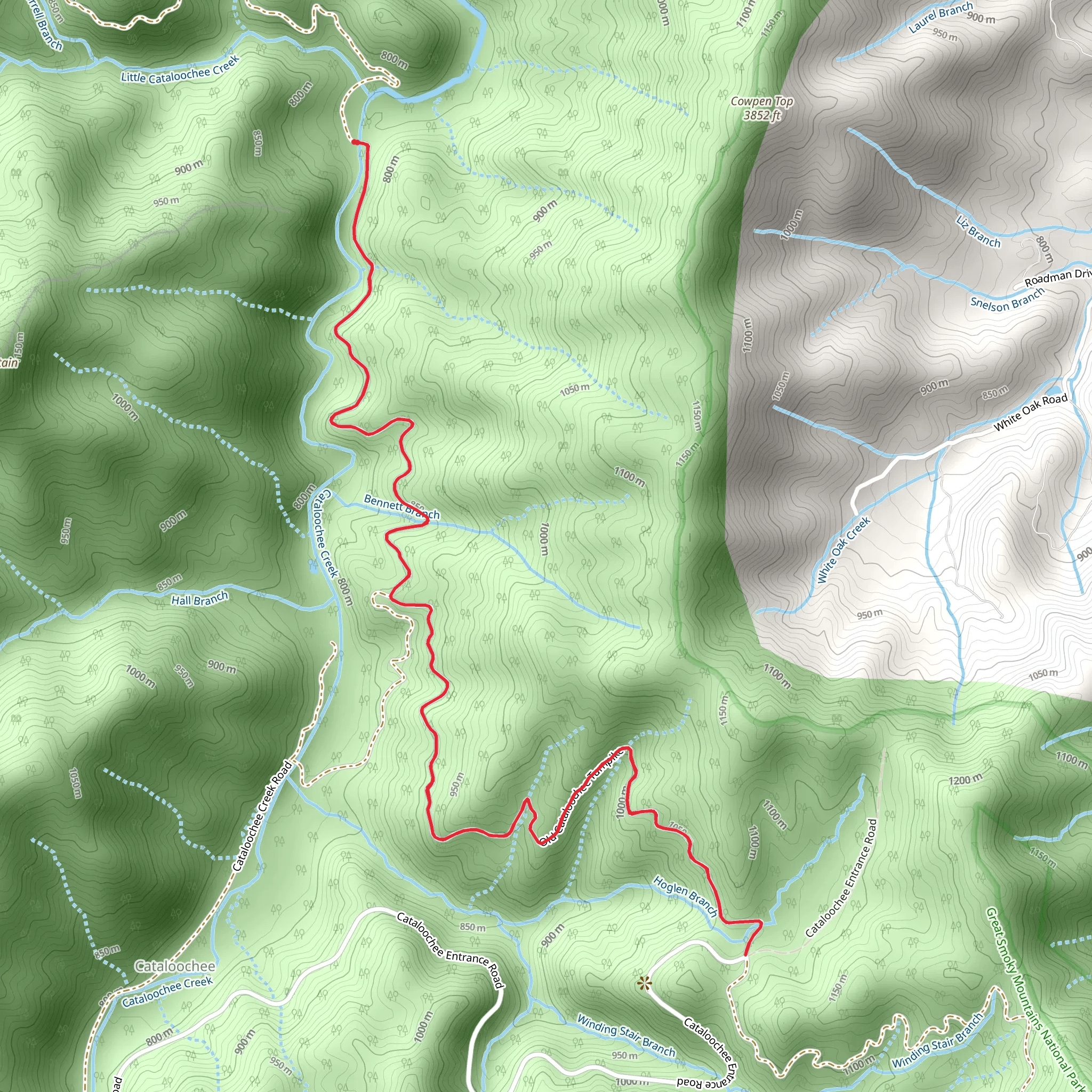 Old Cataloochee Turnpike Trail mobile static map
