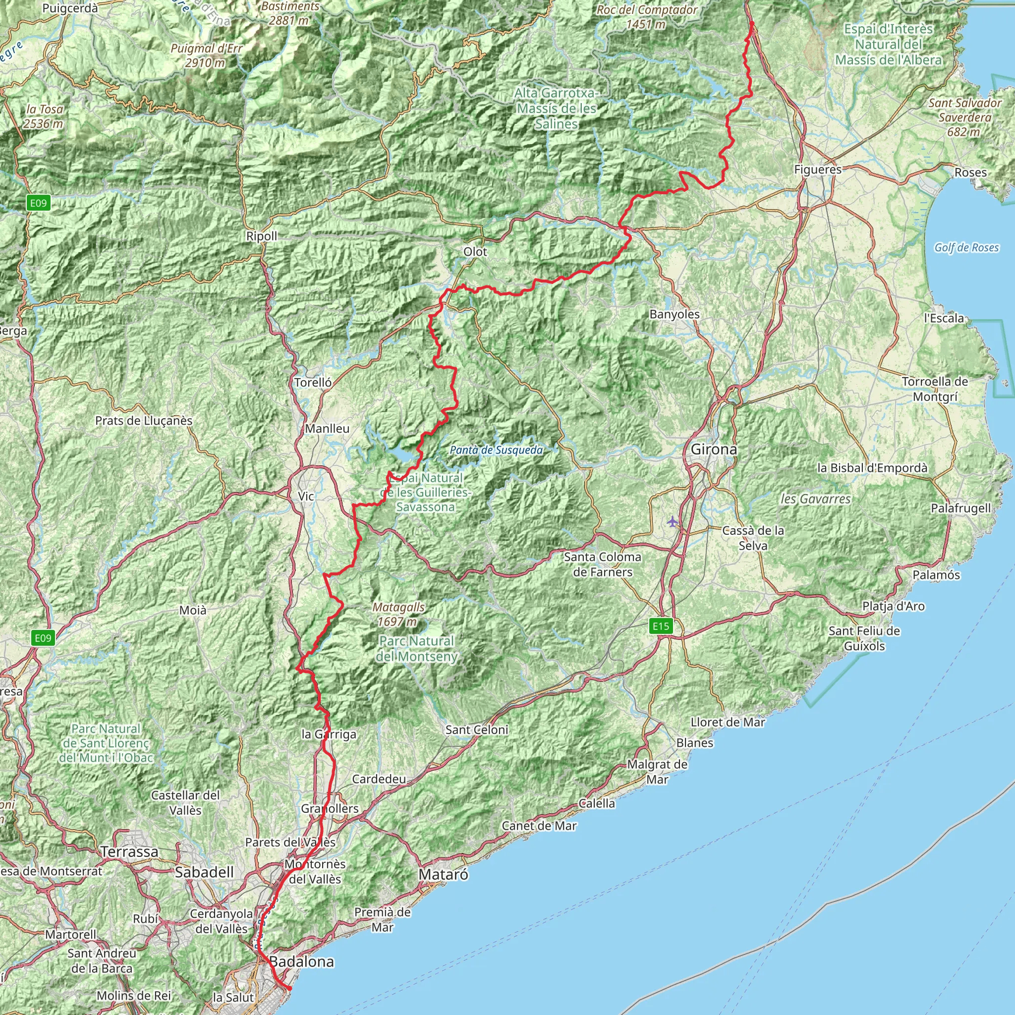 GR 2 La Junquera to Sant Adriá del Besos mobile static map